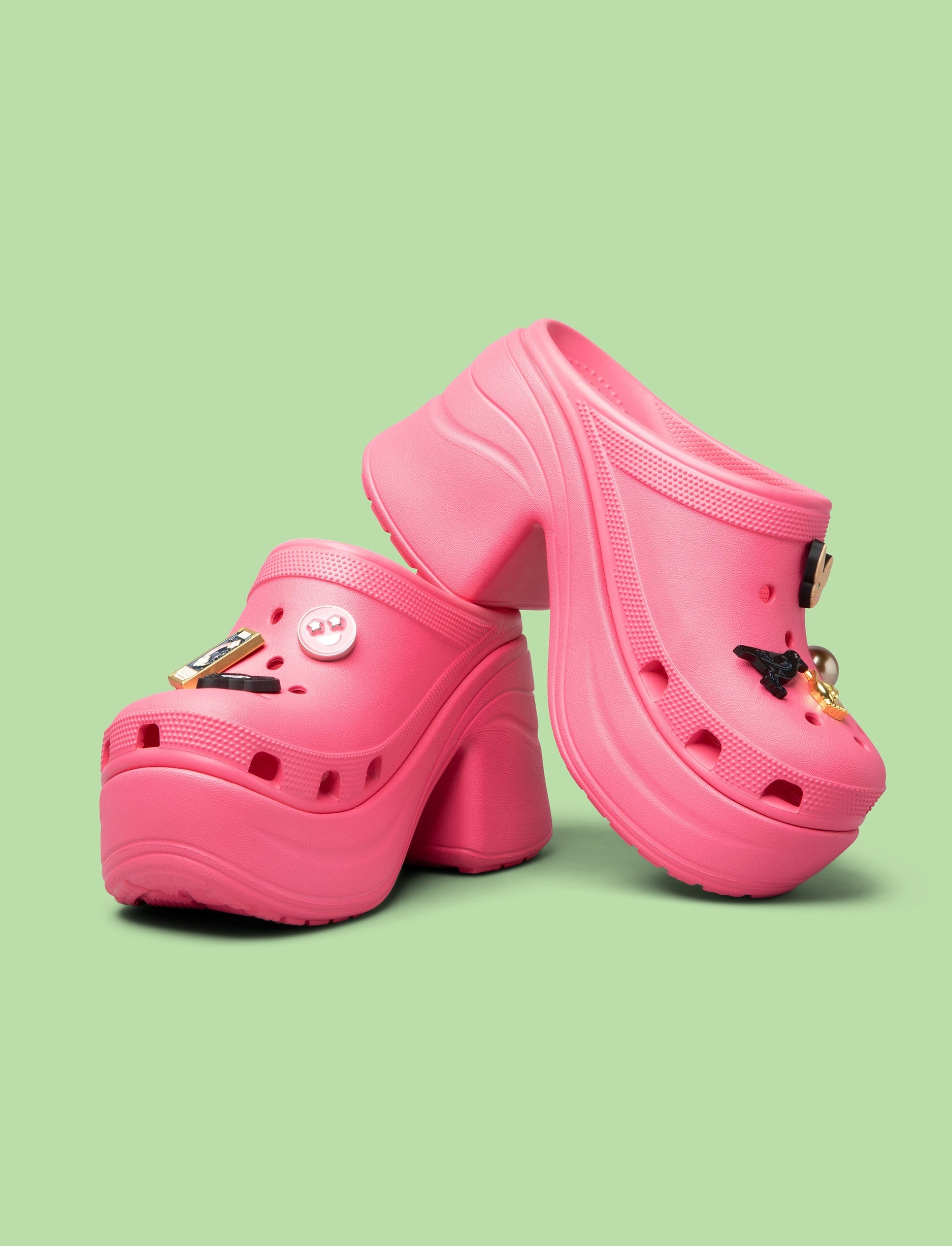 Crocs Siren Clog - כפכפי קלוג קרוקס עם עקב פלטפורמה גבוה לנשים בצבע ורוד