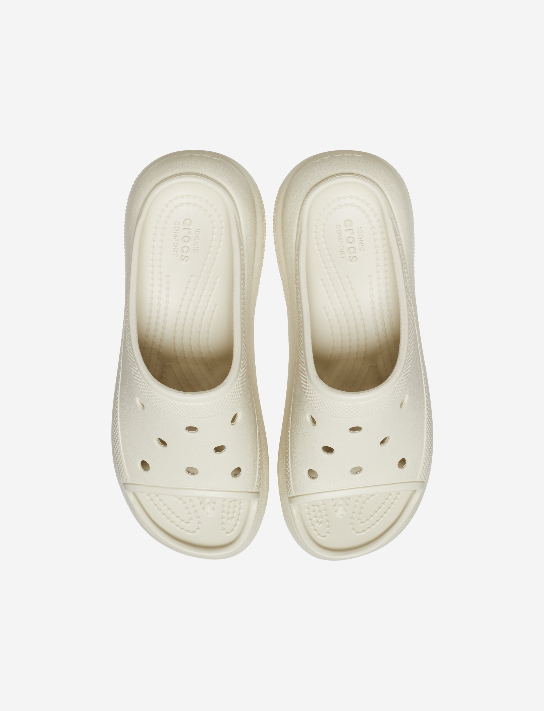 Crocs Crush Slide - כפכפי סלייד קרוקס קראש לנשים בצבע לבן קרם