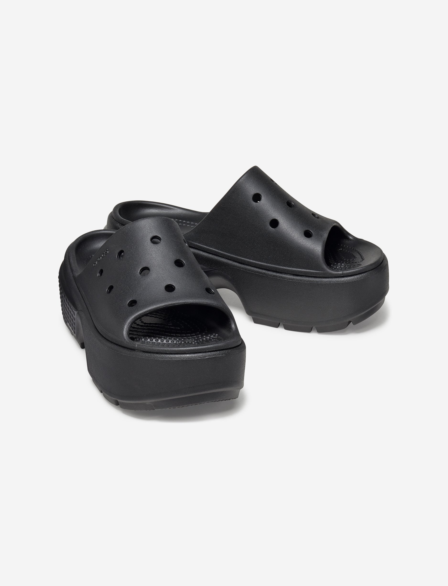 Crocs Stomp Slide - כפכפי פלטפורמה סטומפ סלייד קרוקס לנשים בצבע שחור