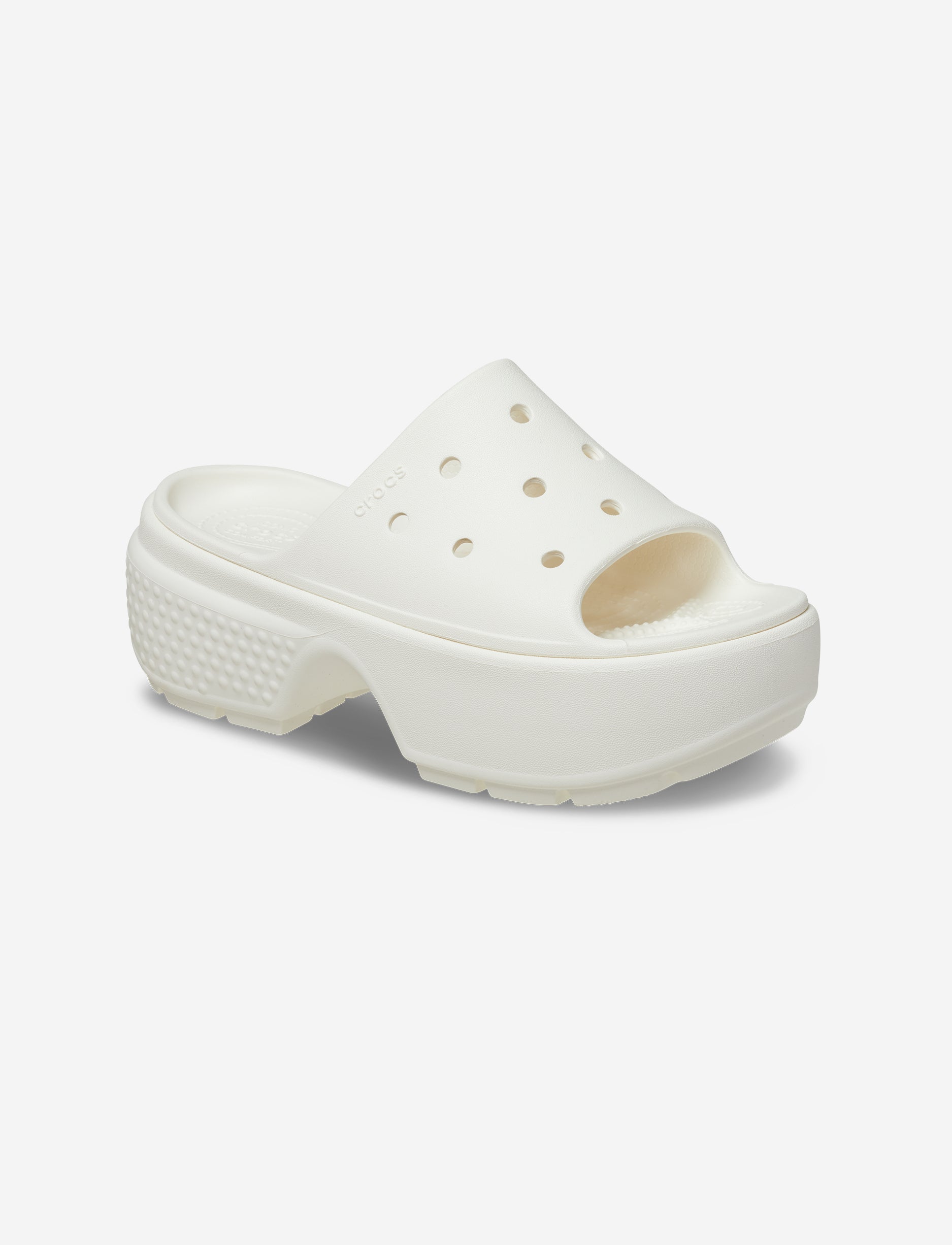 Crocs Stomp Slide - כפכפי פלטפורמה סטומפ סלייד קרוקס לנשים בצבע לבן גיר
