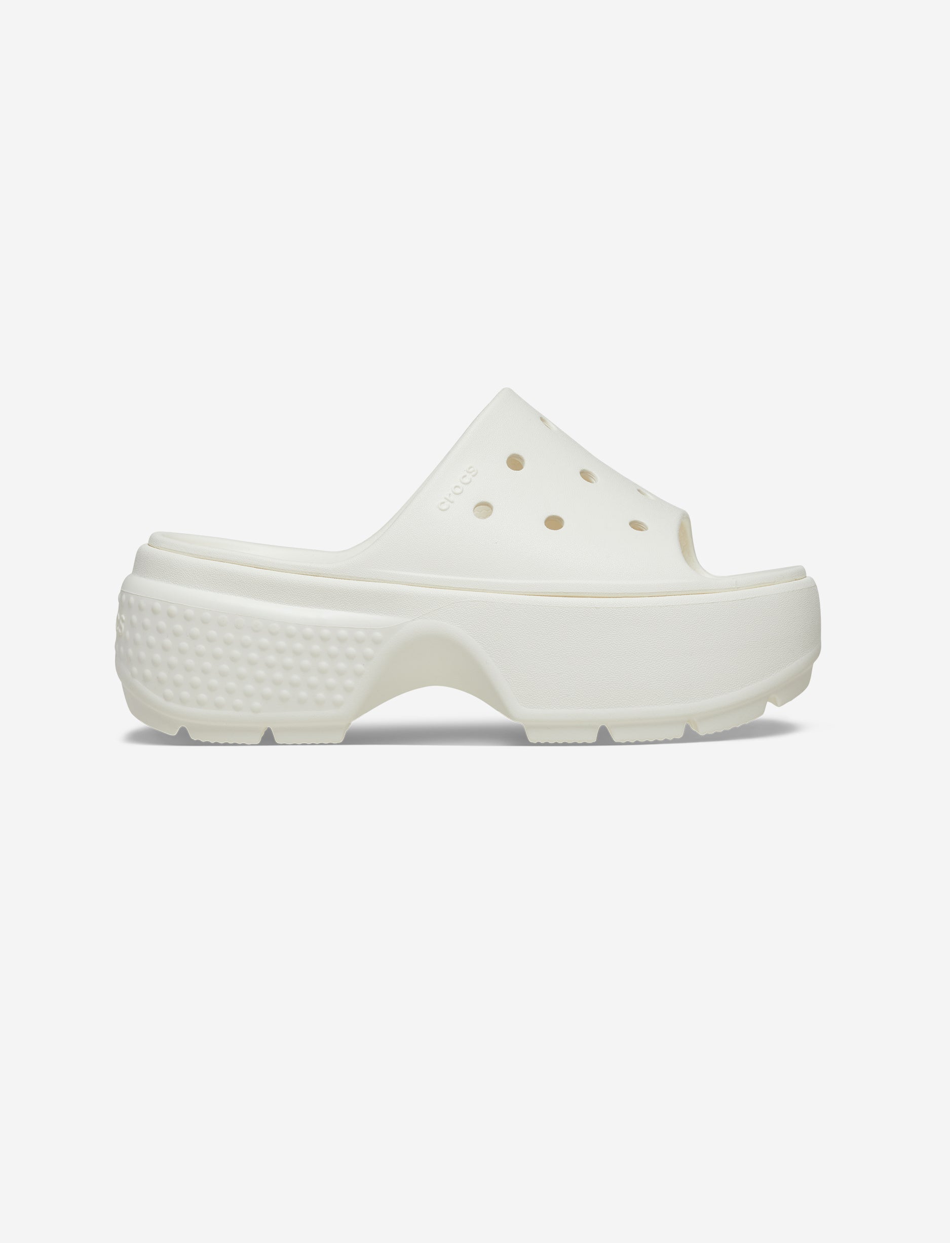 Crocs Stomp Slide - כפכפי פלטפורמה סטומפ סלייד קרוקס לנשים בצבע לבן גיר