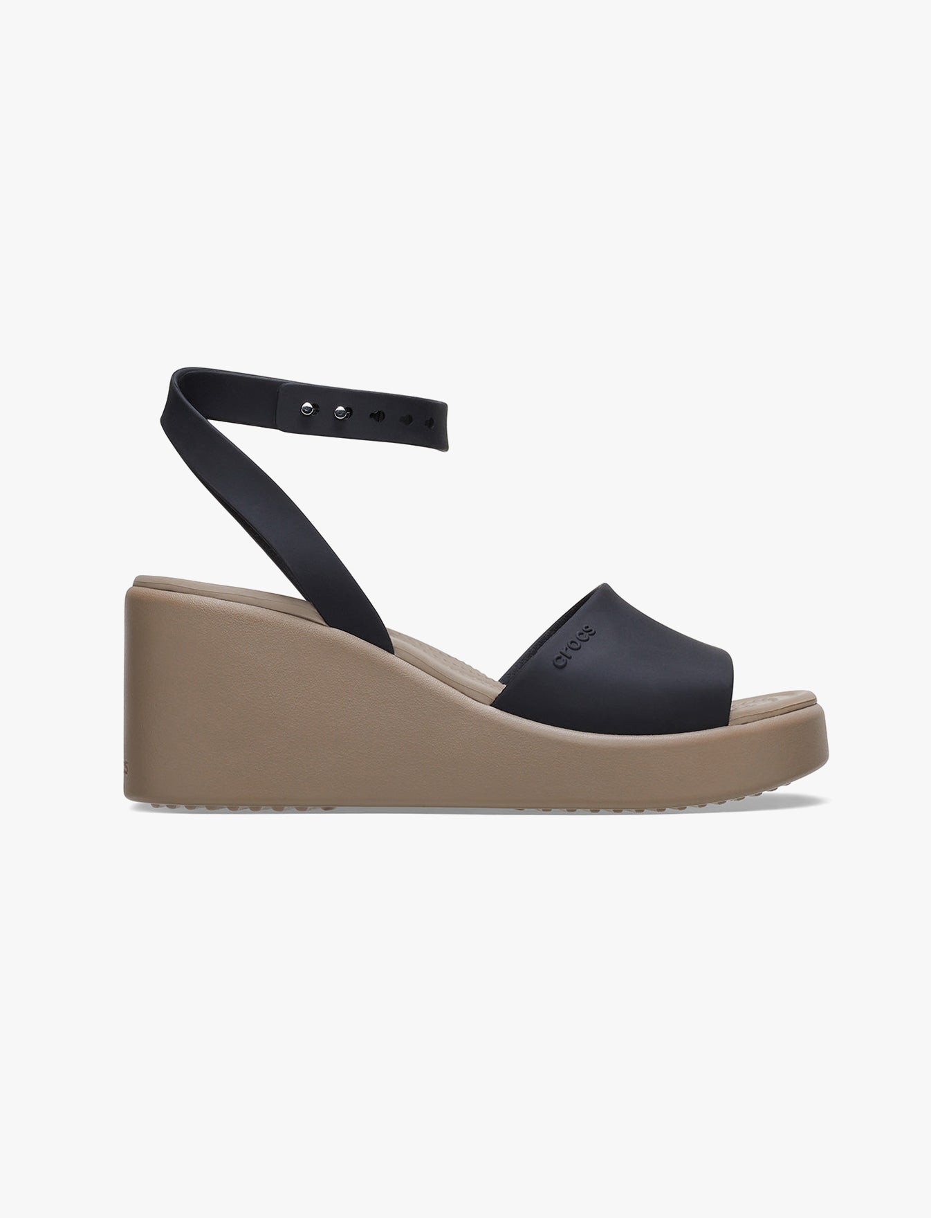 Crocs Brooklyn Ankle Strap Wedge - סנדלי פלטפורמה קרוקס לנשים בצבע שחור/משרום