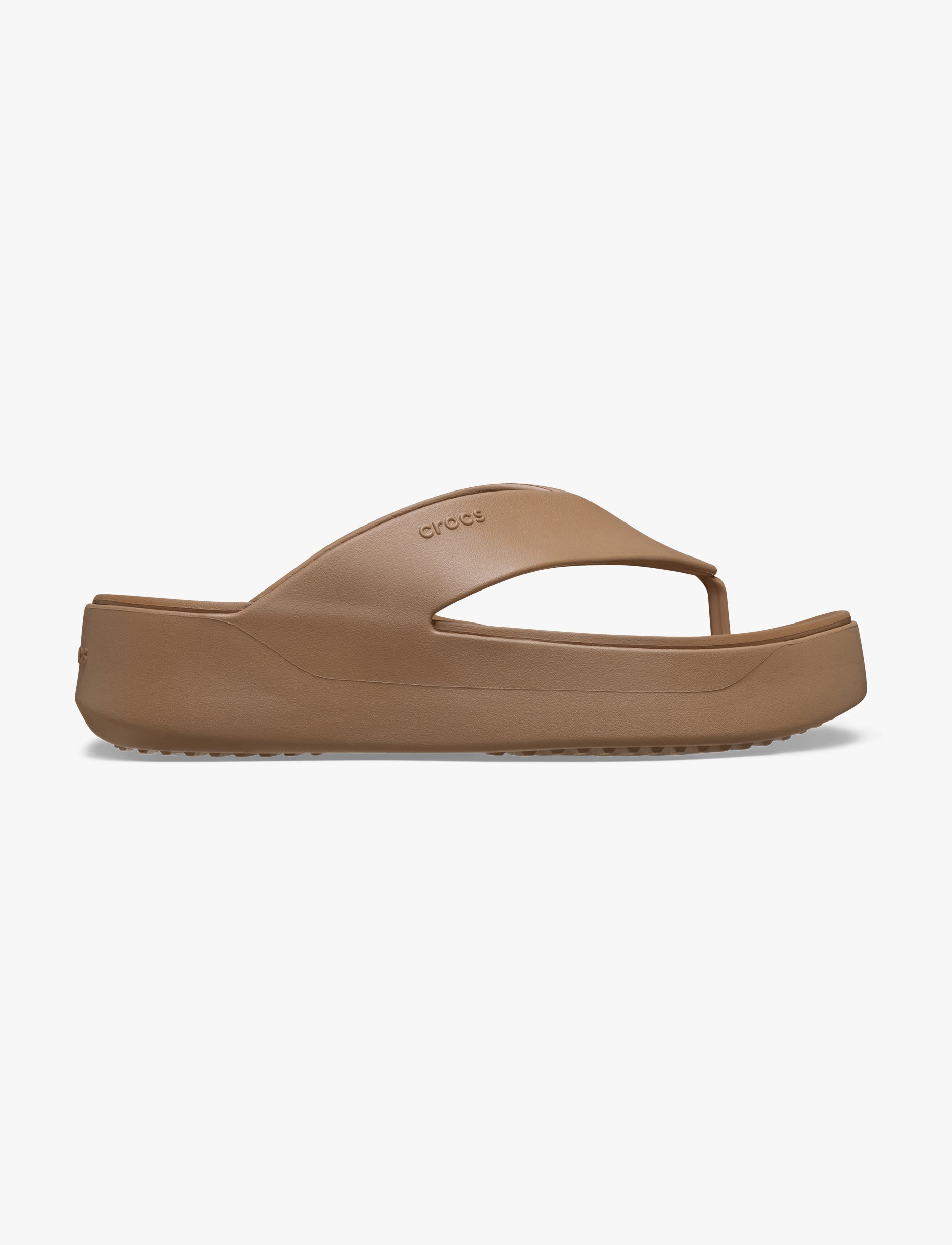 Crocs Getaway Platform Flip - כפכפי אצבע פלטפורמה קרוקס לנשים בצבע שוקולד חלב