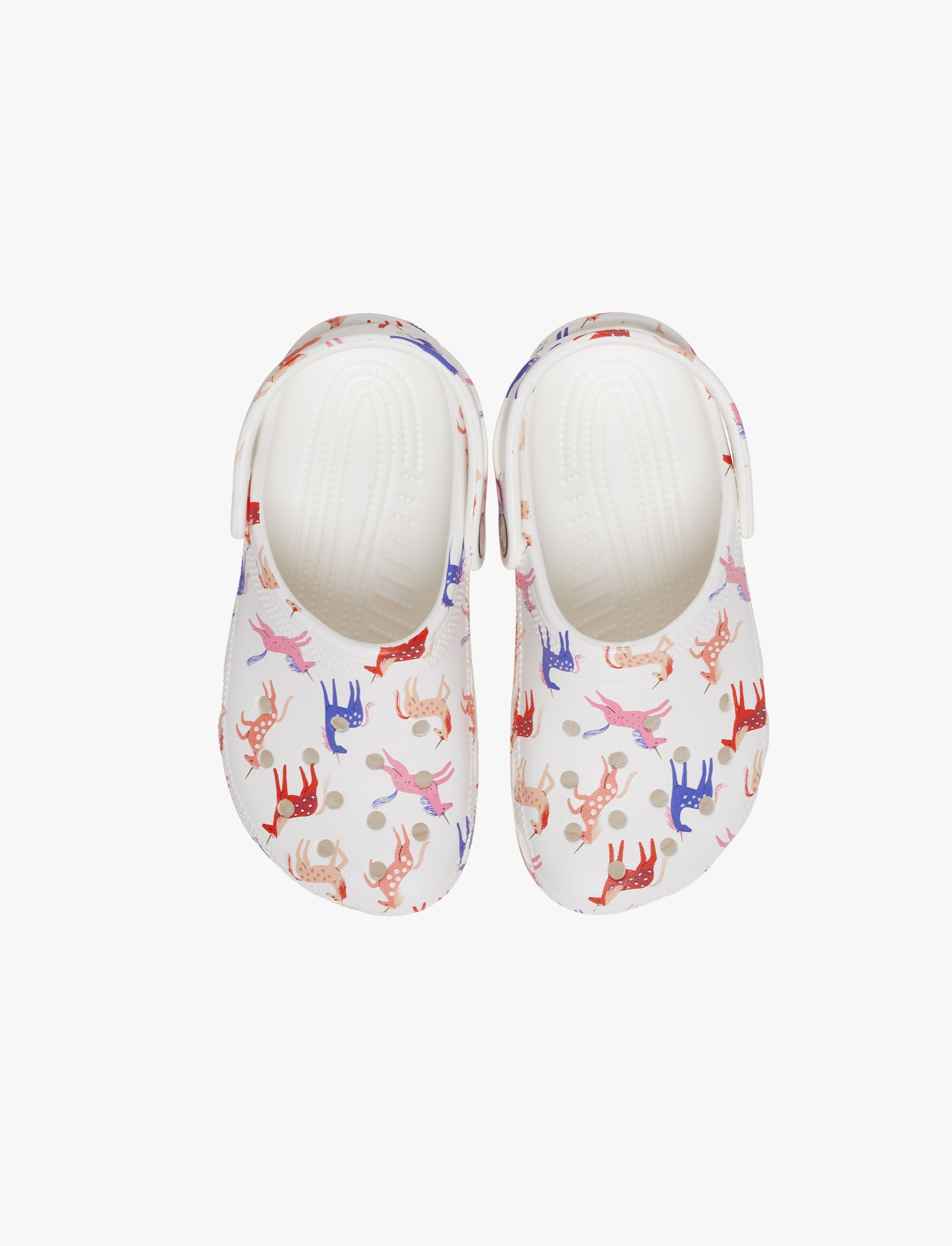 Crocs Classic Character Print Clog T - כפכפים לילדים קרוקס בצבע לבן/צבעוני בהדפס יוניקורן מידות קטנות