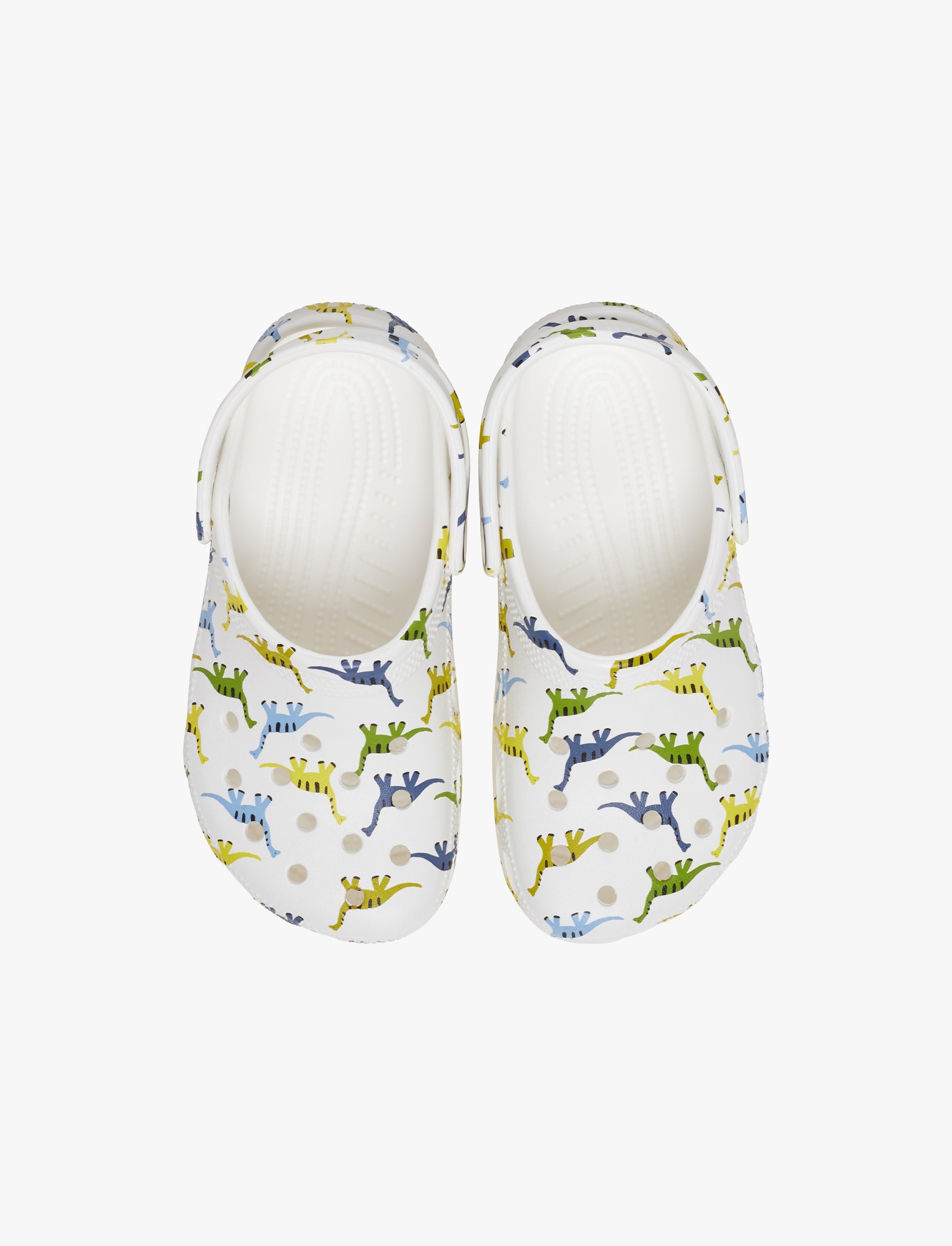 Crocs Classic Character Print Clog T - כפכפים לילדים קרוקס בצבע לבן/צבעוני בהדפס דינוזאור מידות קטנות