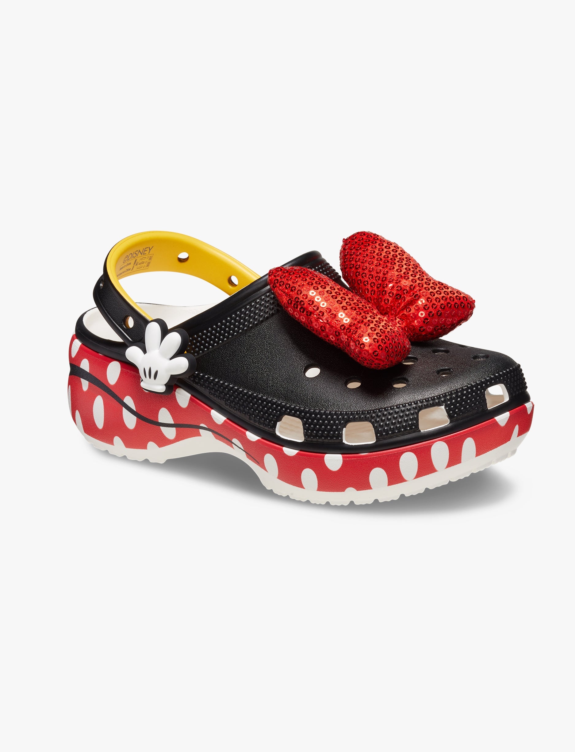 Crocs Minnie Mouse Classic Platform Clog -  כפכפי פלטפרומה קרוקס מיני מאוס לנשים בצבע שחור/אדום/לבן