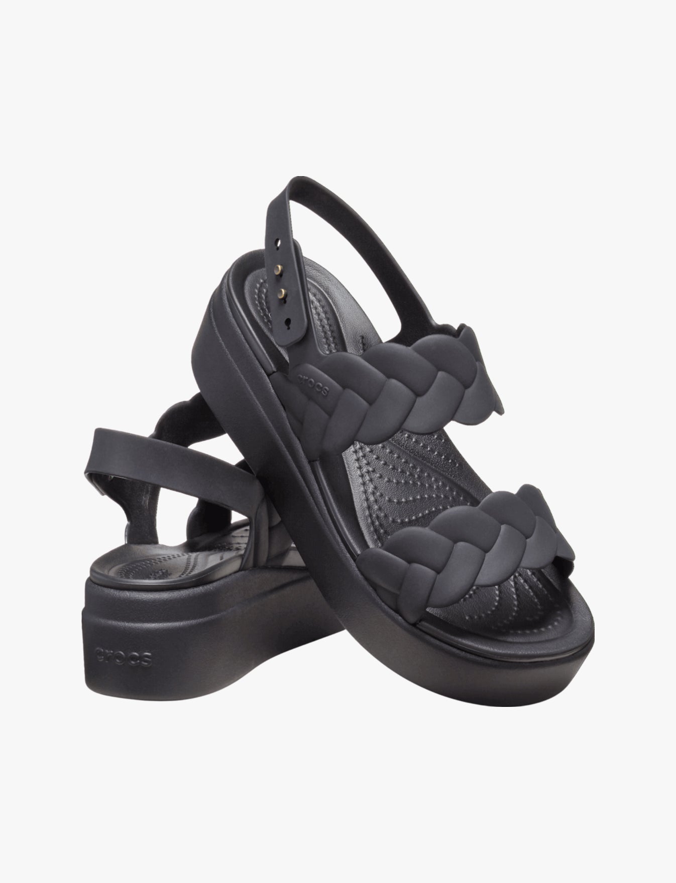 Crocs Brooklyn Woven Upper Low Wedge  -  סנדלי פלטפורמה קרוקס ברוקלין לנשים בצבע שחור