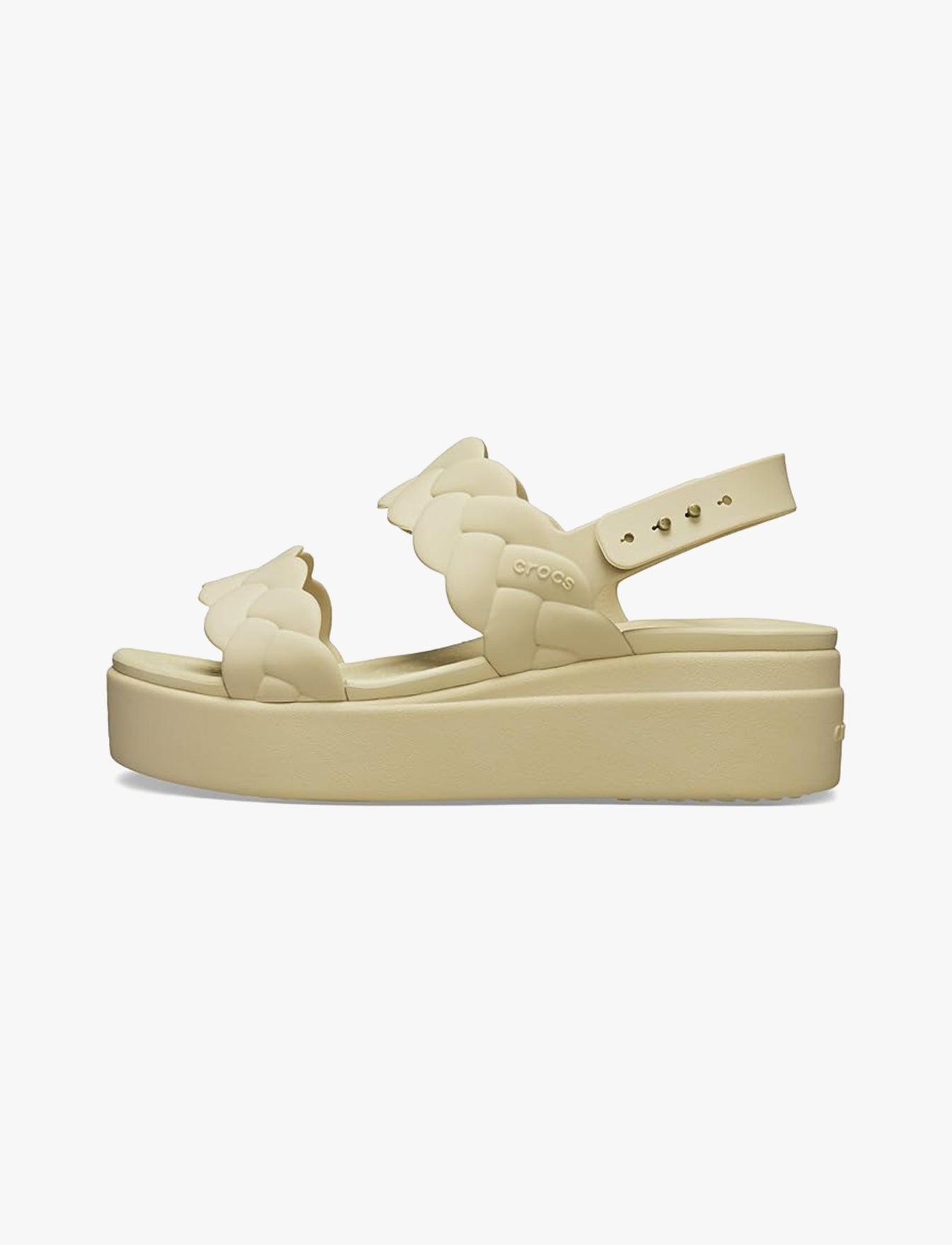 Crocs Brooklyn Woven Upper Low Wedge  -  סנדלי פלטפורמה קרוקס ברוקלין לנשים בצבע צ'אי