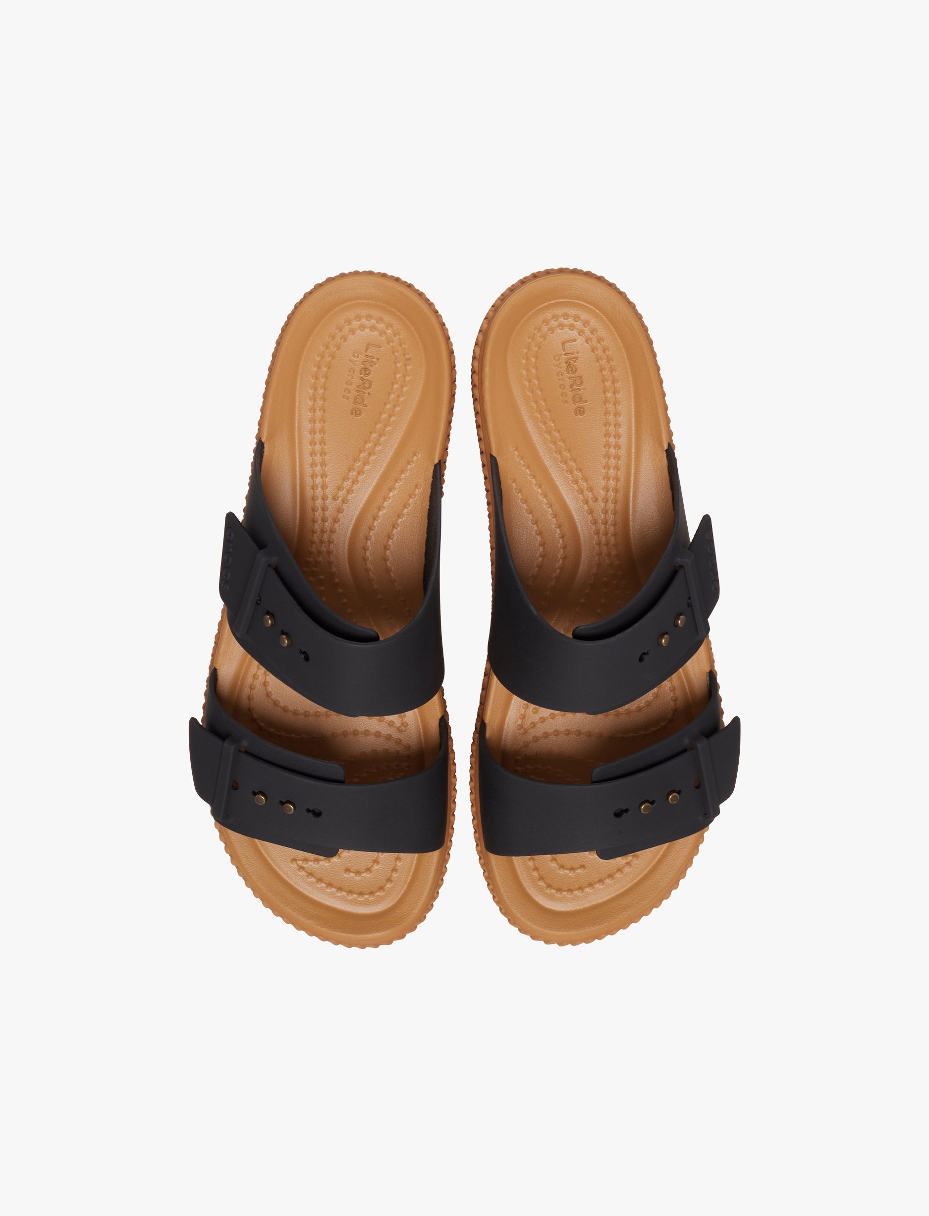 Crocs Brooklyn Woven Buckle - כפכפי פלטפורמה קרוקס לנשים עם סוליה קלועה בצבע שחור