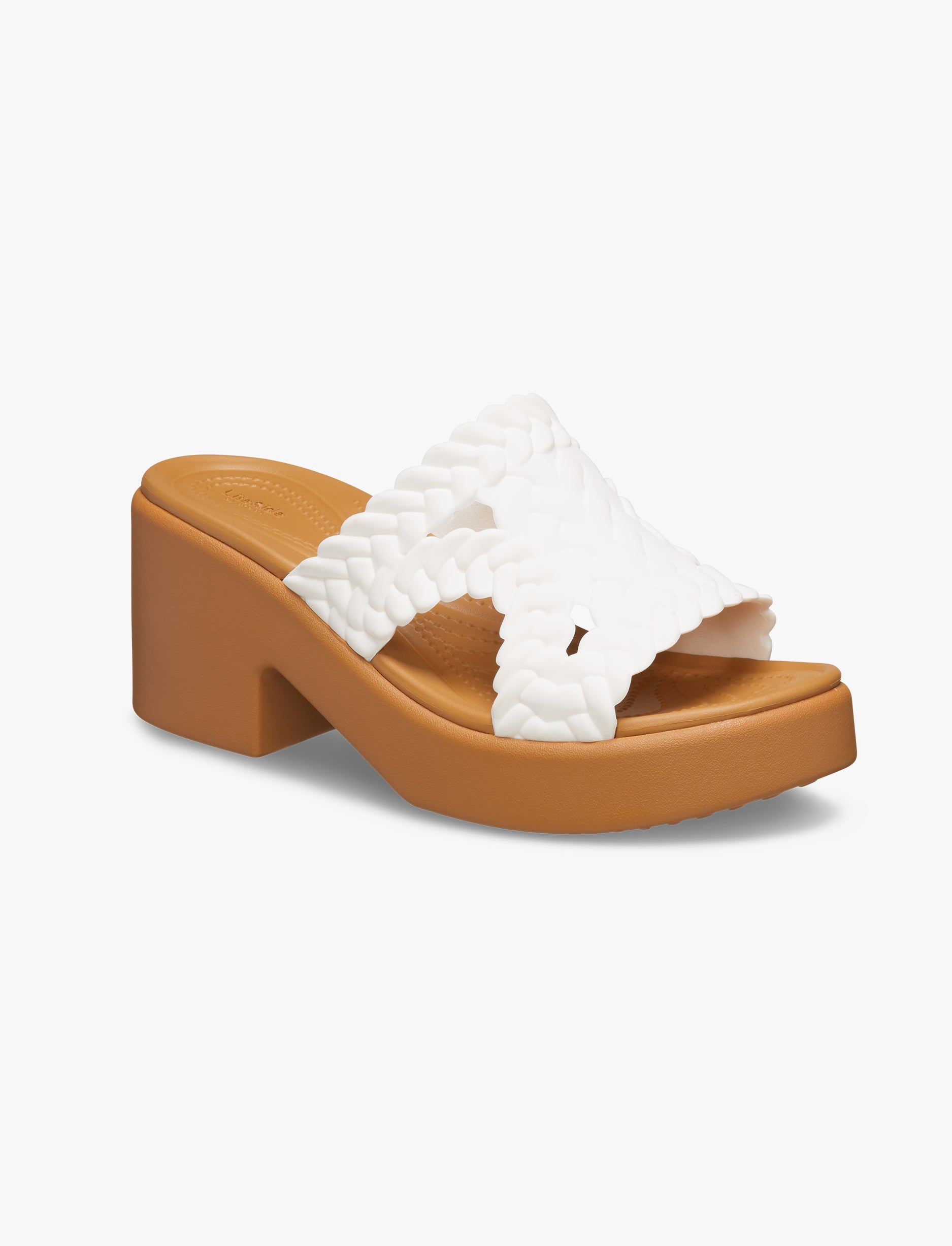 Crocs Brooklyn Woven Slide Heel - כפכפי עקב קרוקס ברוקלין לנשים בצבע לבן