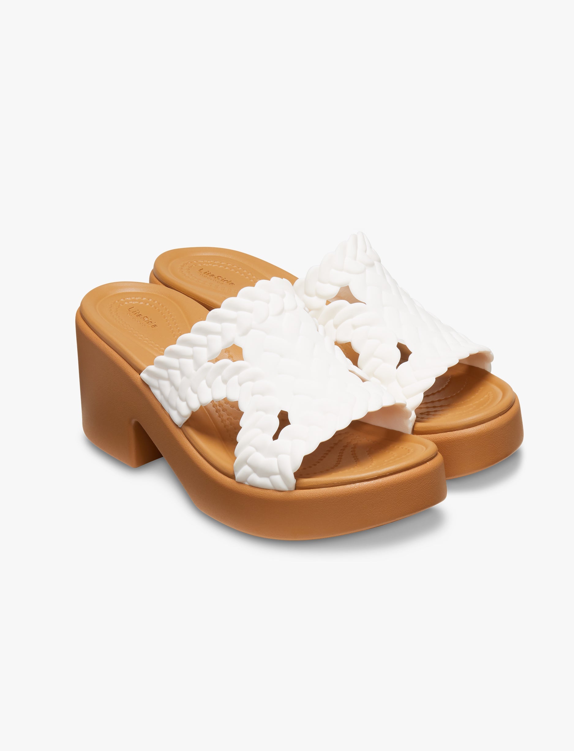 Crocs Brooklyn Woven Slide Heel - כפכפי עקב קרוקס ברוקלין לנשים בצבע לבן