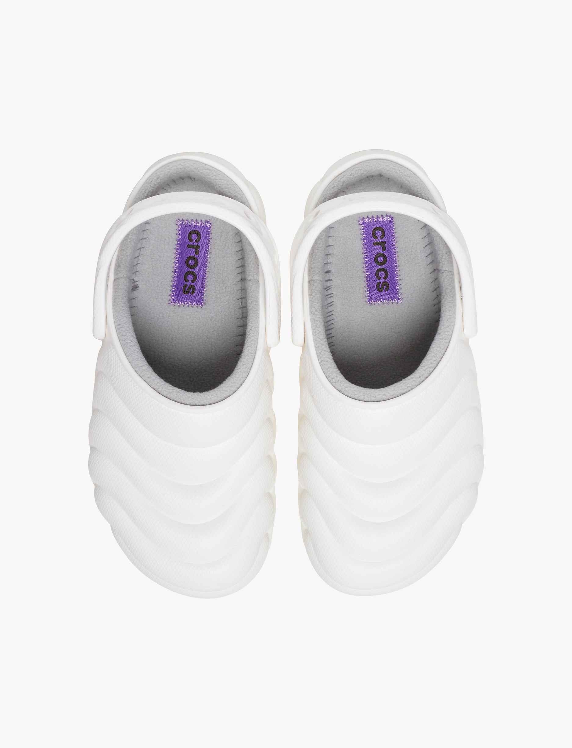 Crocs Classic Lined Overpuff Clog - כפכפים פרוותיים קרוקס בצבע לבן