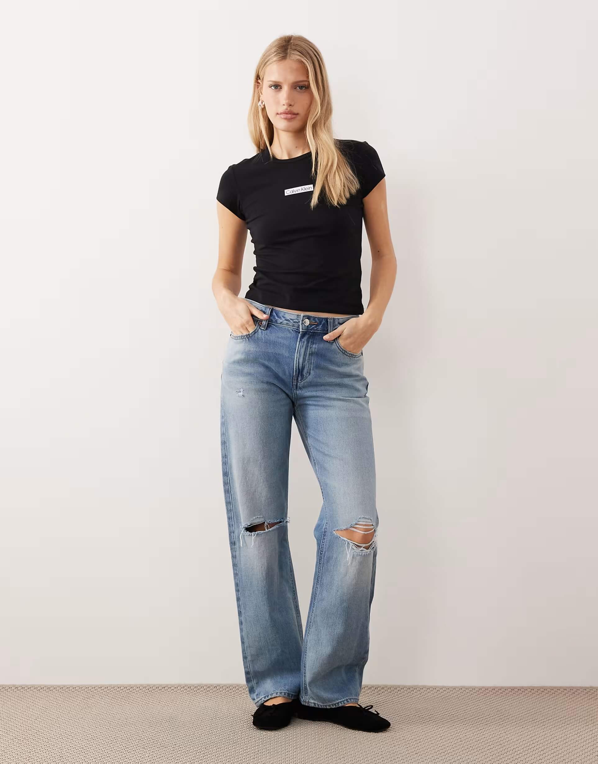 חולצת טישירט קצרה קלווין קליין Placed Institutional נשים