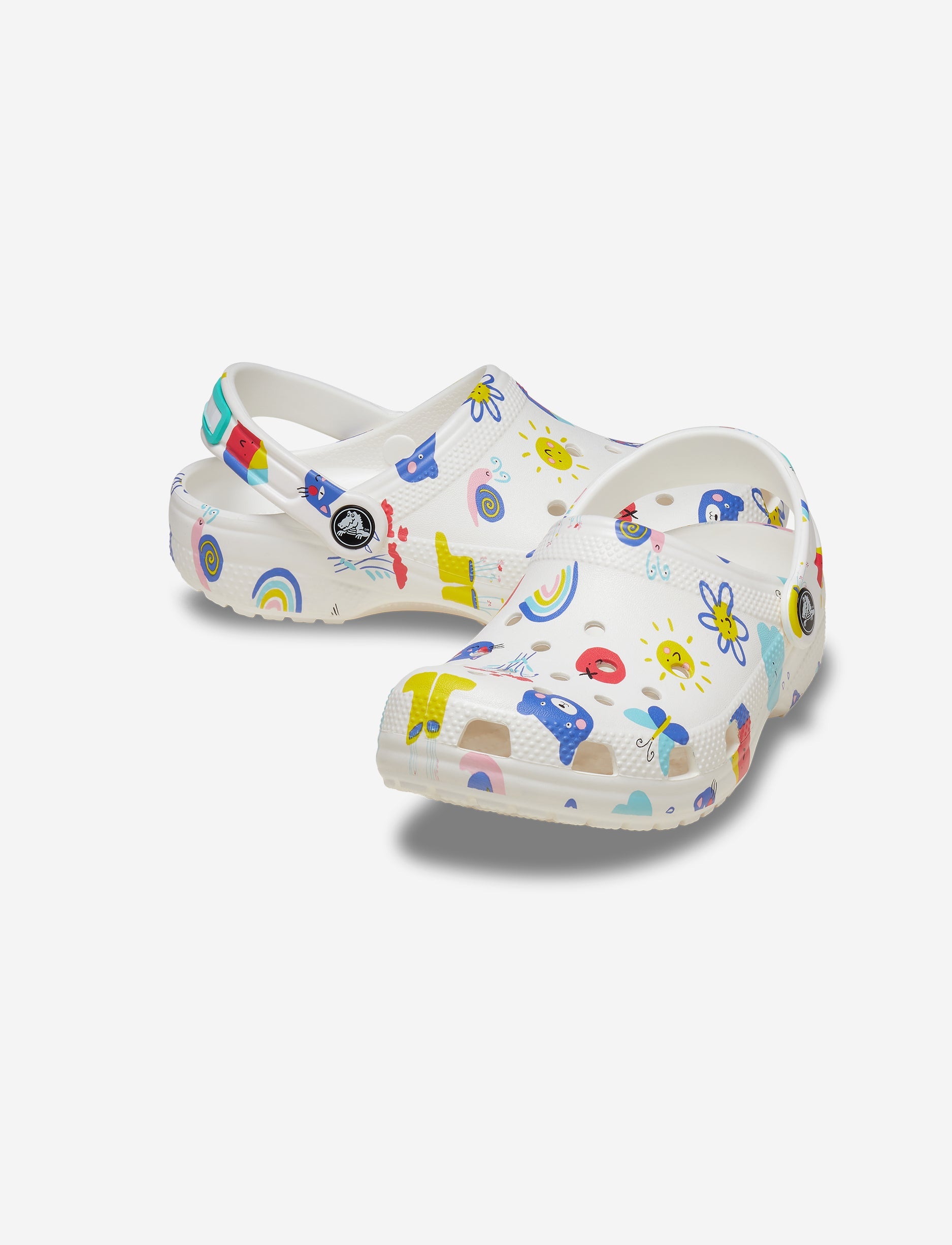 Crocs Classic Soccer Ball Clog K - כפכפי קרוקס קלוג לילדים בצבע לבן בהדפסים צבעוניים