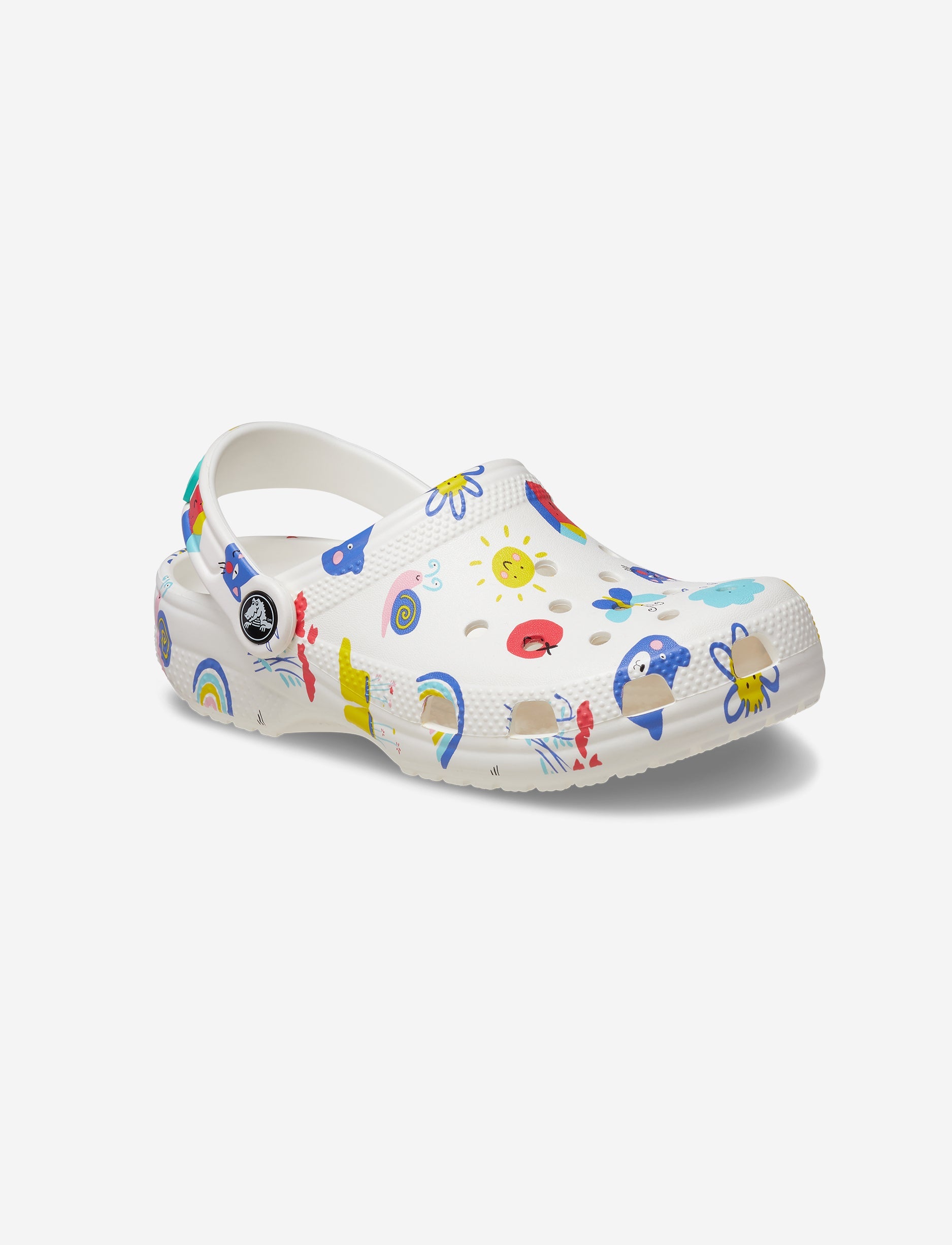 Crocs Classic Soccer Ball Clog T - כפכפי קרוקס קלוג לילדים בצבע לבן בהדפסים צבעוניים מידות קטנות