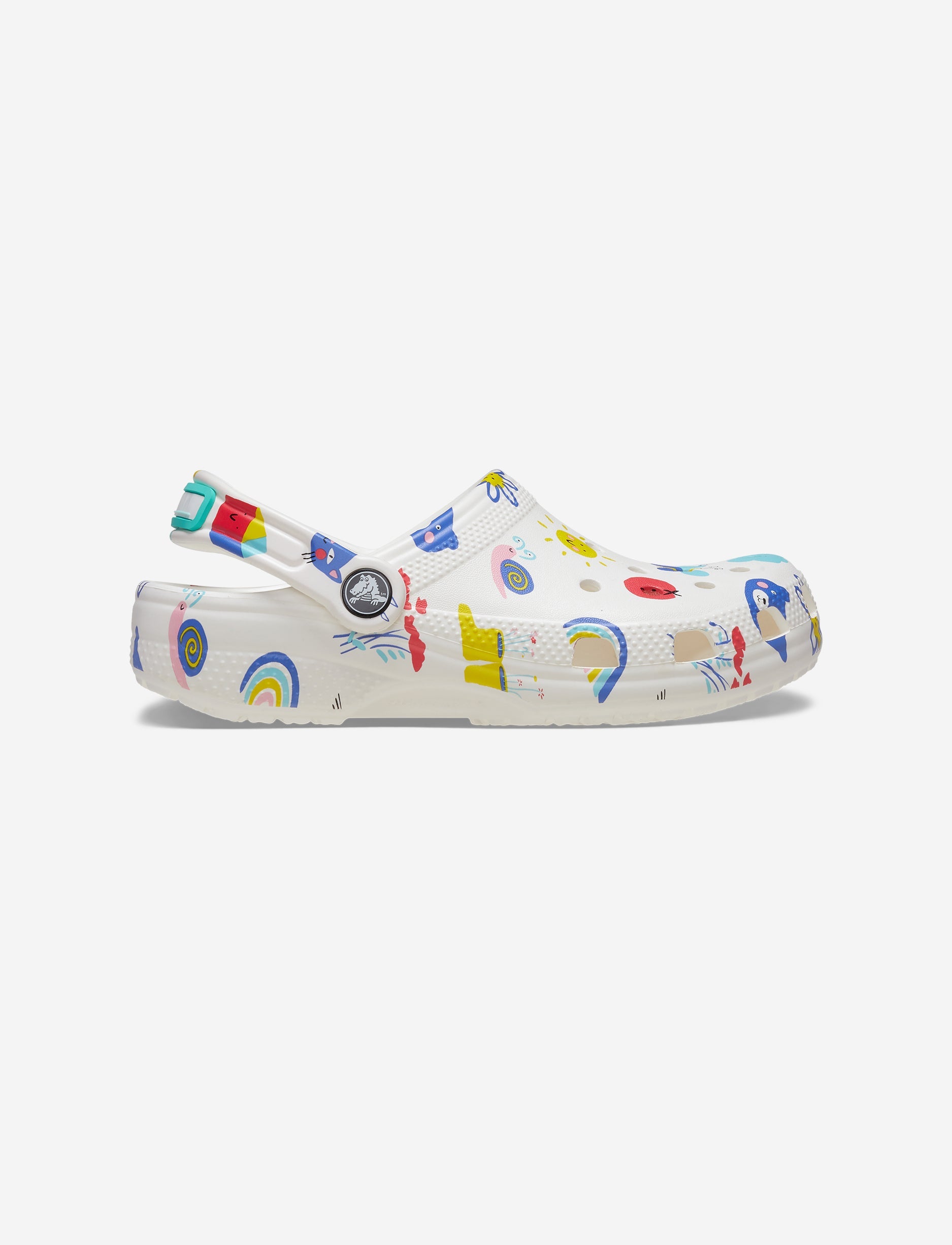 Crocs Classic Soccer Ball Clog T - כפכפי קרוקס קלוג לילדים בצבע לבן בהדפסים צבעוניים מידות קטנות