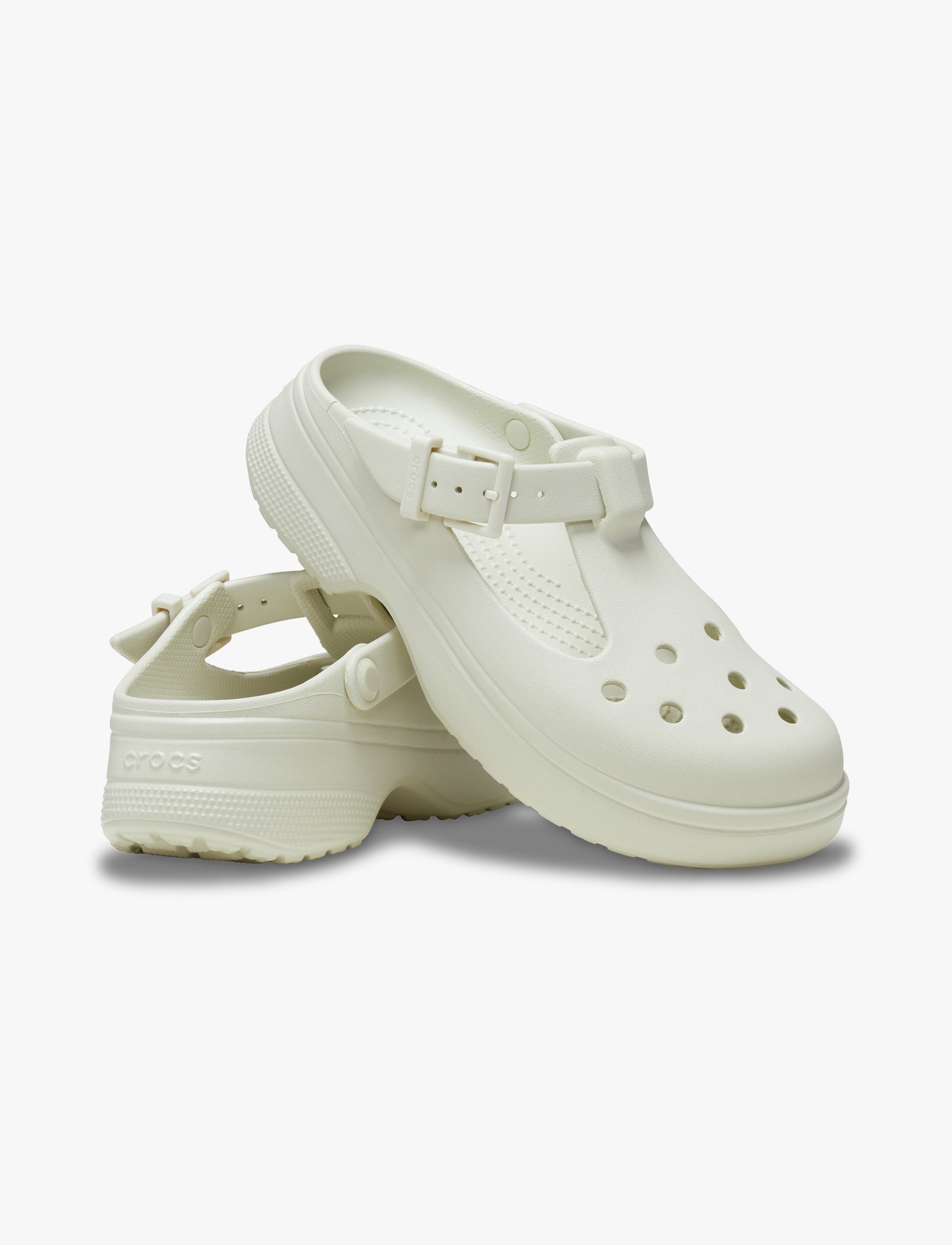 Crocs Classic Mary Jane Clog - כפכפי קרוקס לנשים מרי ג'ין בצבע קרם