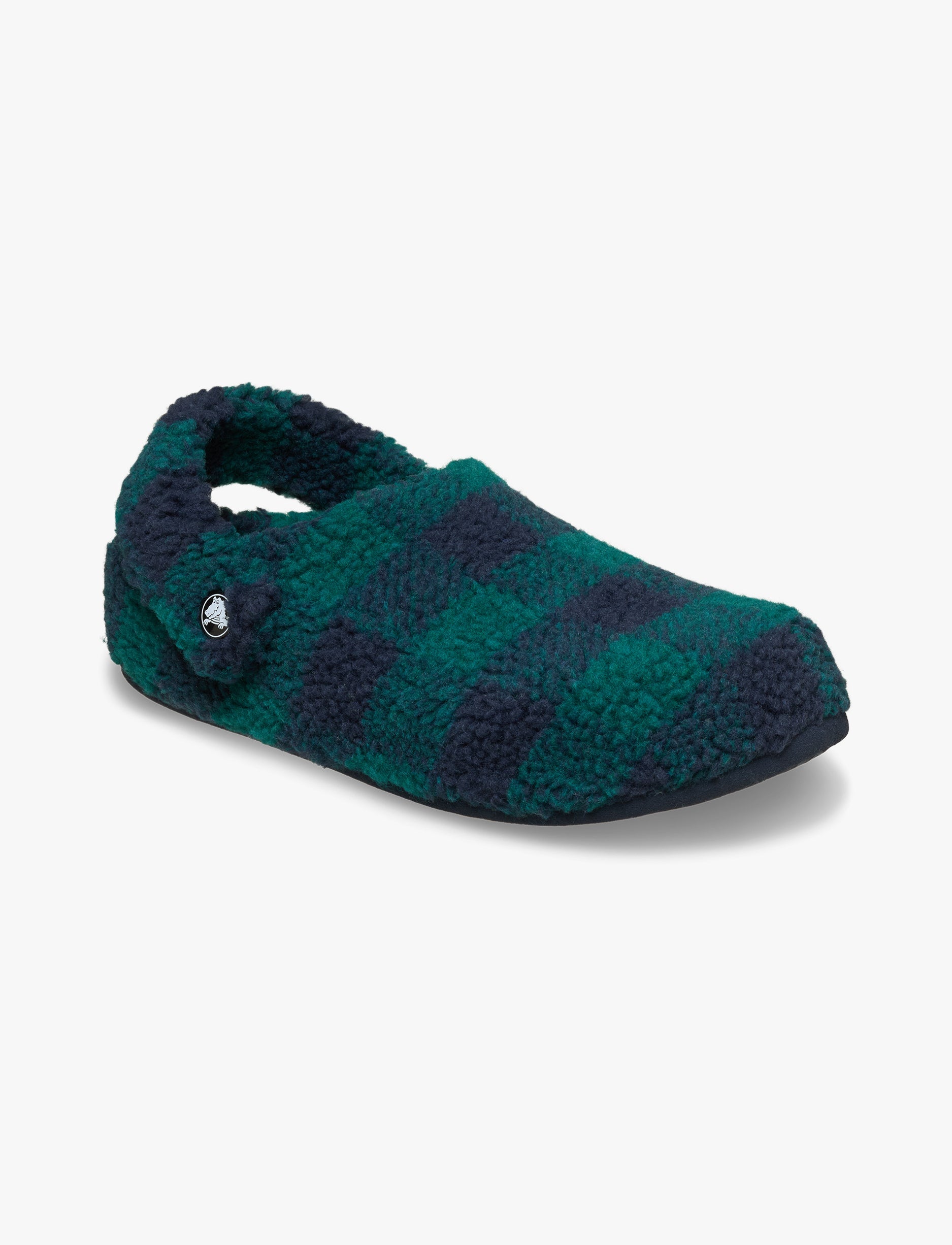 Crocs Classic Buffalo Check Cozzzy Slipper - נעלי בית קרוקס עם הדפס משובץ בצבע ירוק הוסטה/נייבי