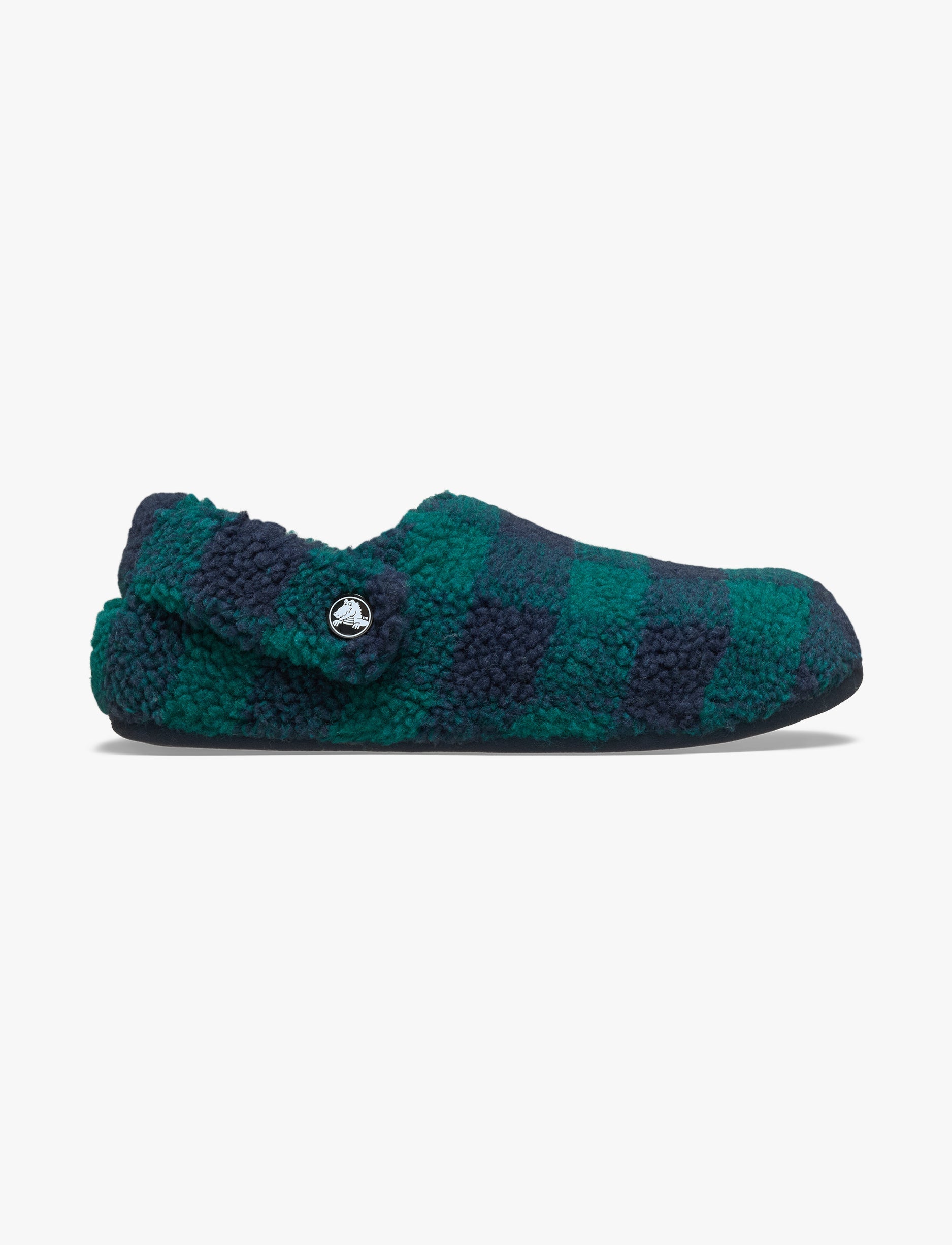 Crocs Classic Buffalo Check Cozzzy Slipper - נעלי בית קרוקס עם הדפס משובץ בצבע ירוק הוסטה/נייבי