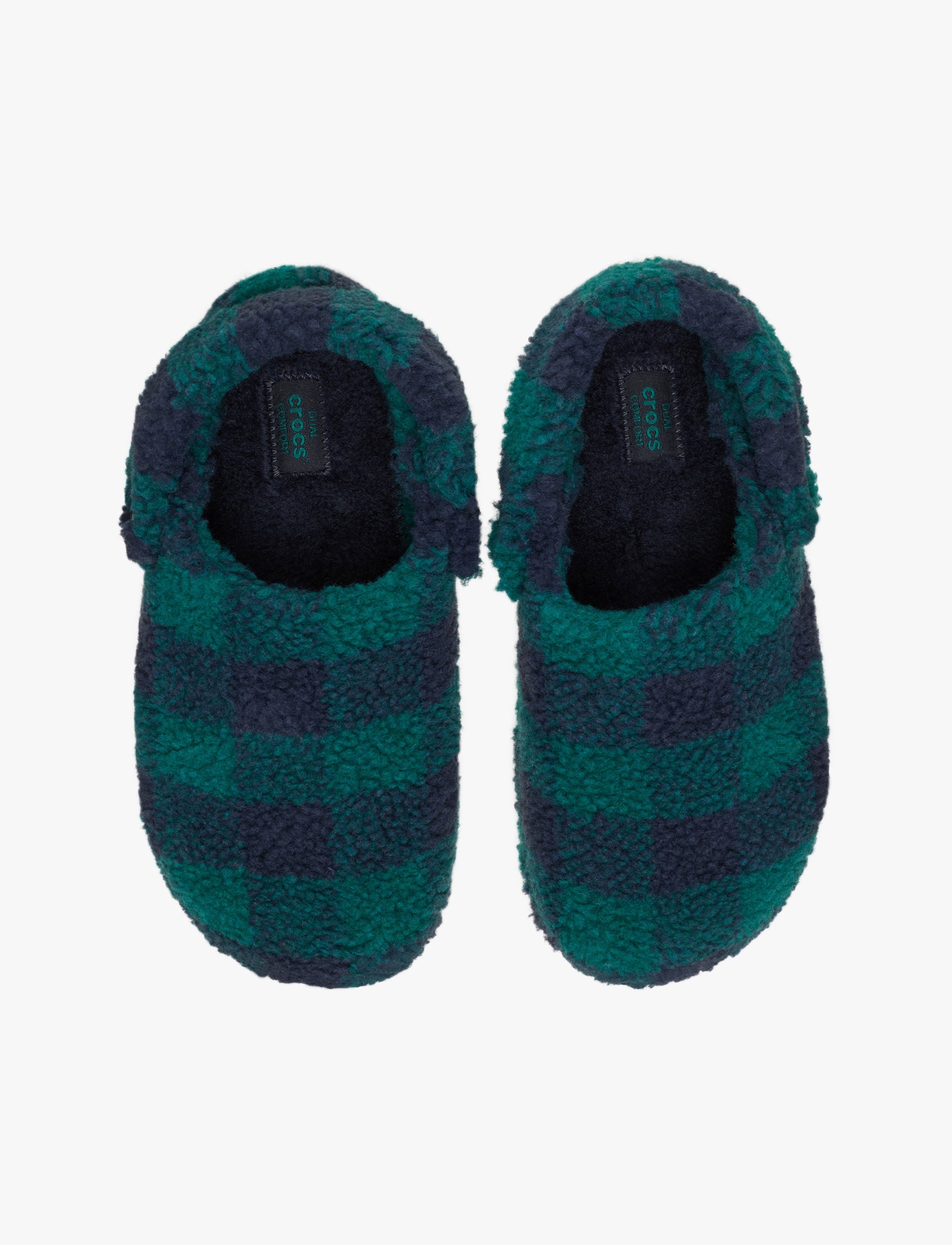 Crocs Classic Buffalo Check Cozzzy Slipper - נעלי בית קרוקס עם הדפס משובץ בצבע ירוק הוסטה/נייבי