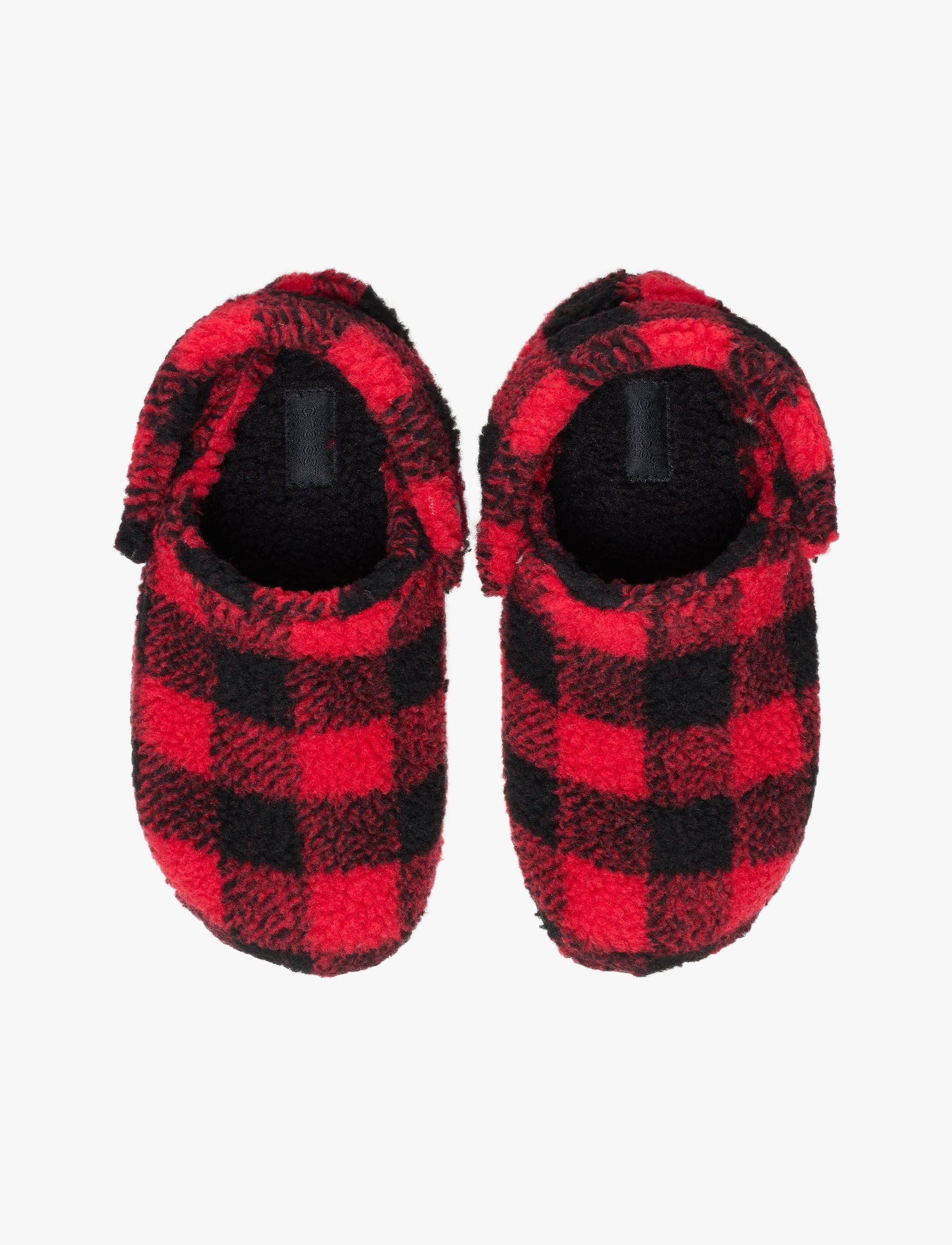 Crocs Classic Buffalo Check Cozzzy Slipper - נעלי בית קרוקס עם הדפס משובץ בצבע אדום ורסיטי/שחור