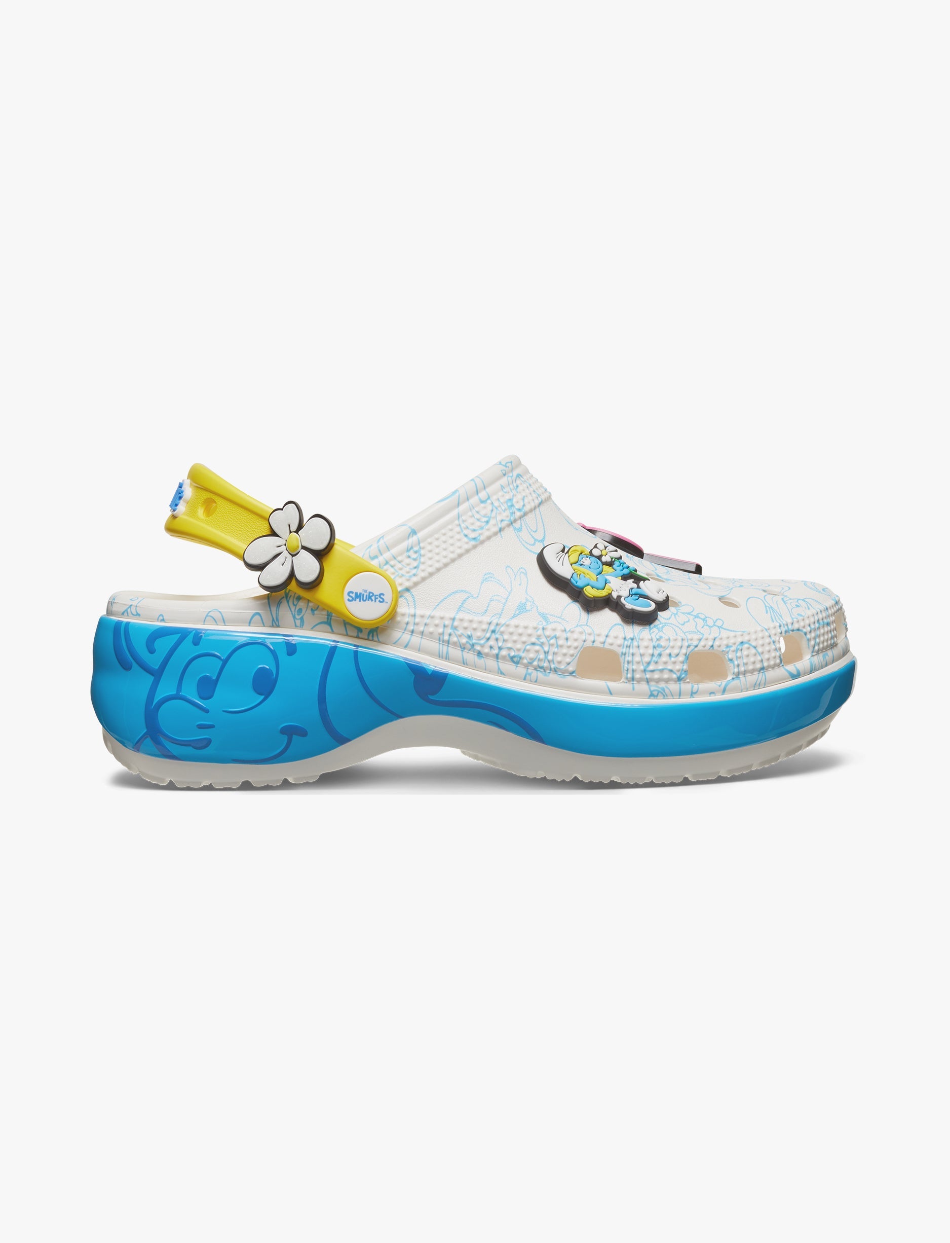 Crocs Smurfs Platform Clog  - כפכפי קרוקס קלוג פלטפורמה הדרדסים לנשים בצבע לבן/תכלת
