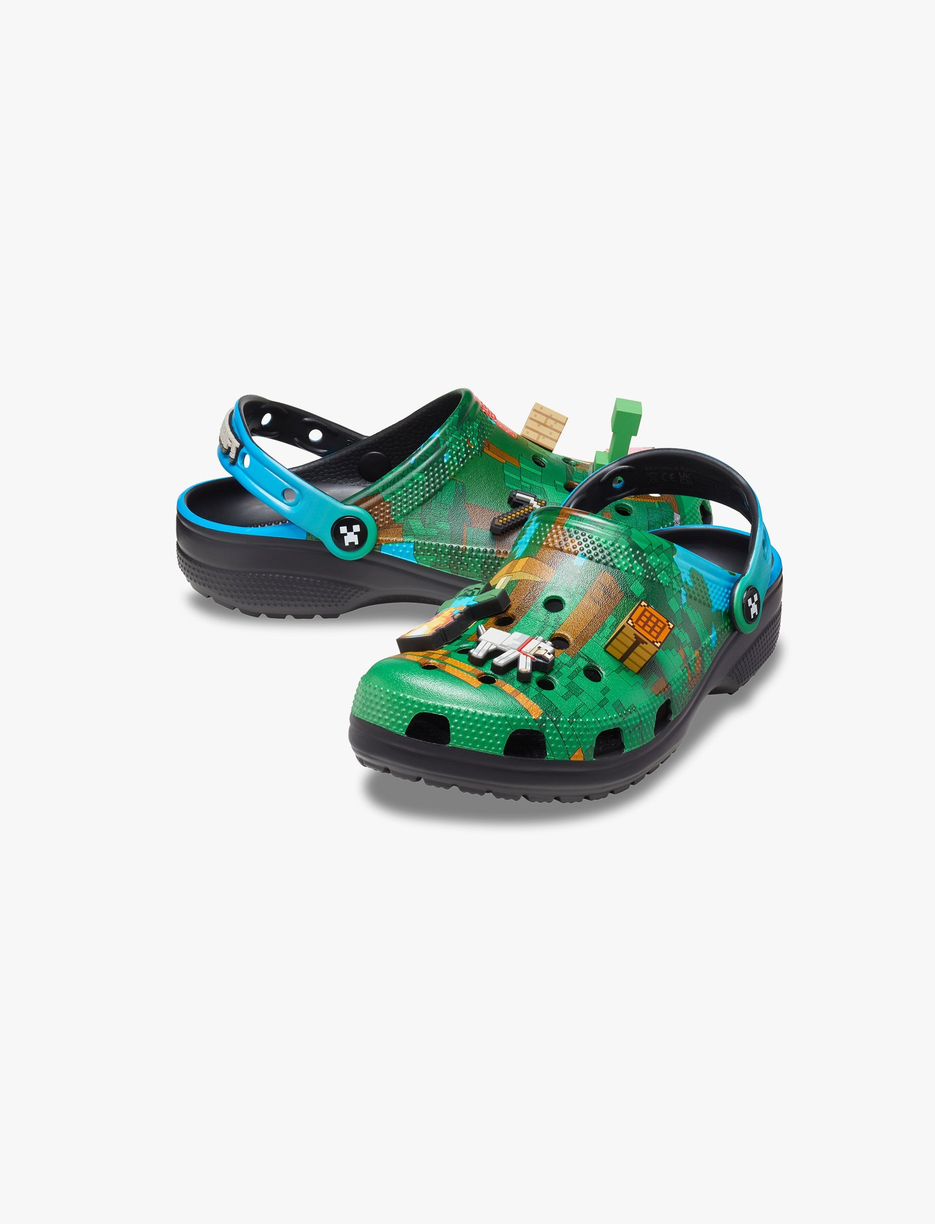 Crocs Minecraft Classic Clog K -כפכפי קרוקס קלוג מיינקרפט לילדים בצבע ירוק/שחור