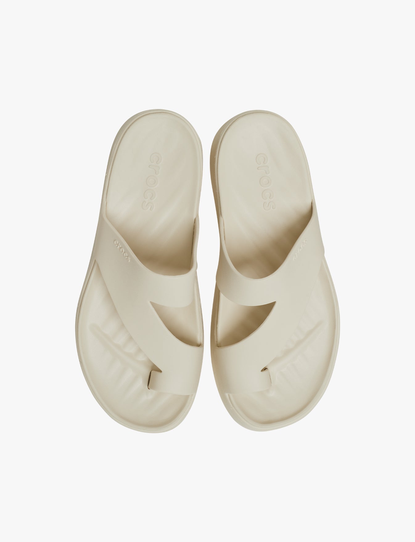 Crocs Getaway Platform Toe Loop - כפכפי אצבע פלטפורמה קרוקס לנשים בצבע אבן חול