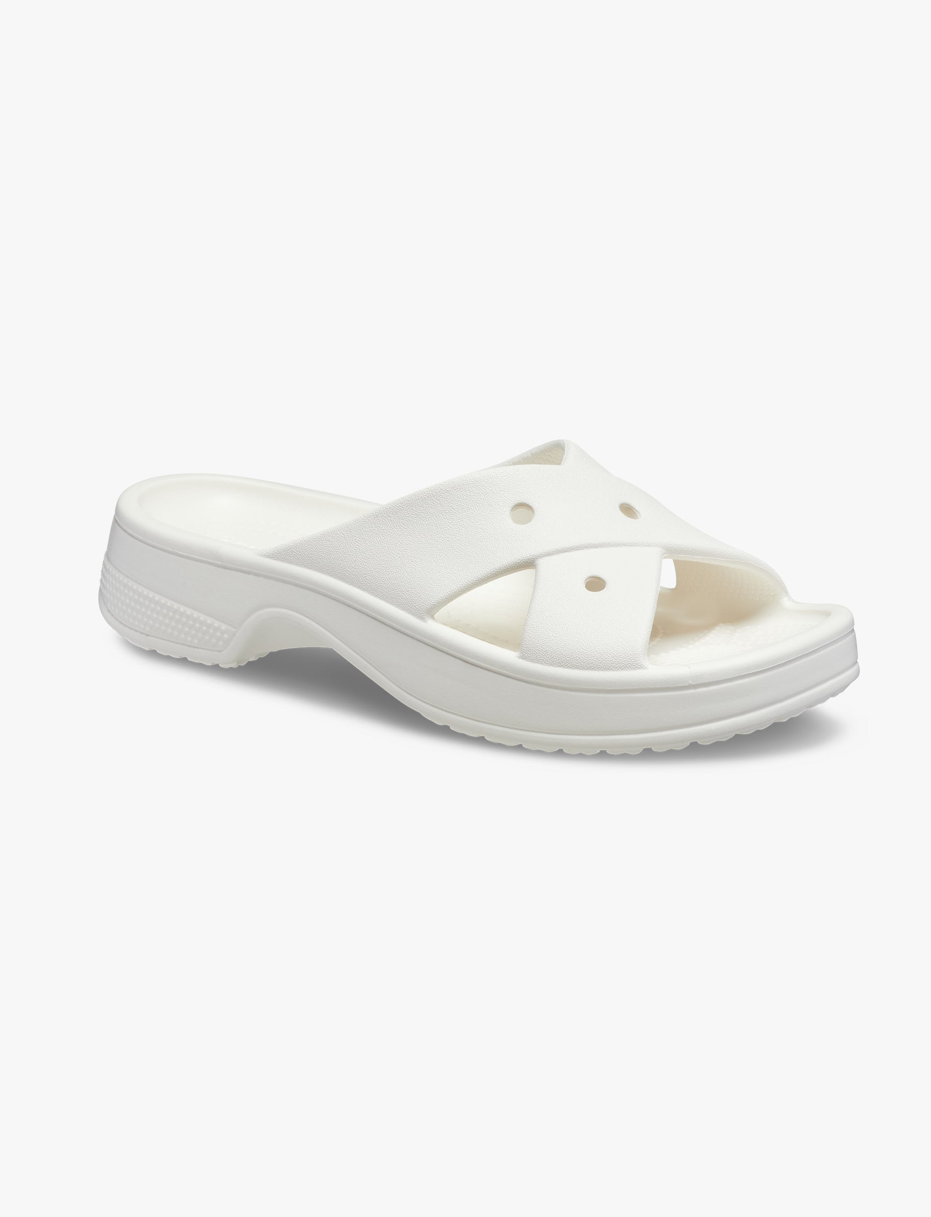 Crocs Classic Women's Cross Strap - כפכפי קרוקס לנשים בצבע לבן גיר
