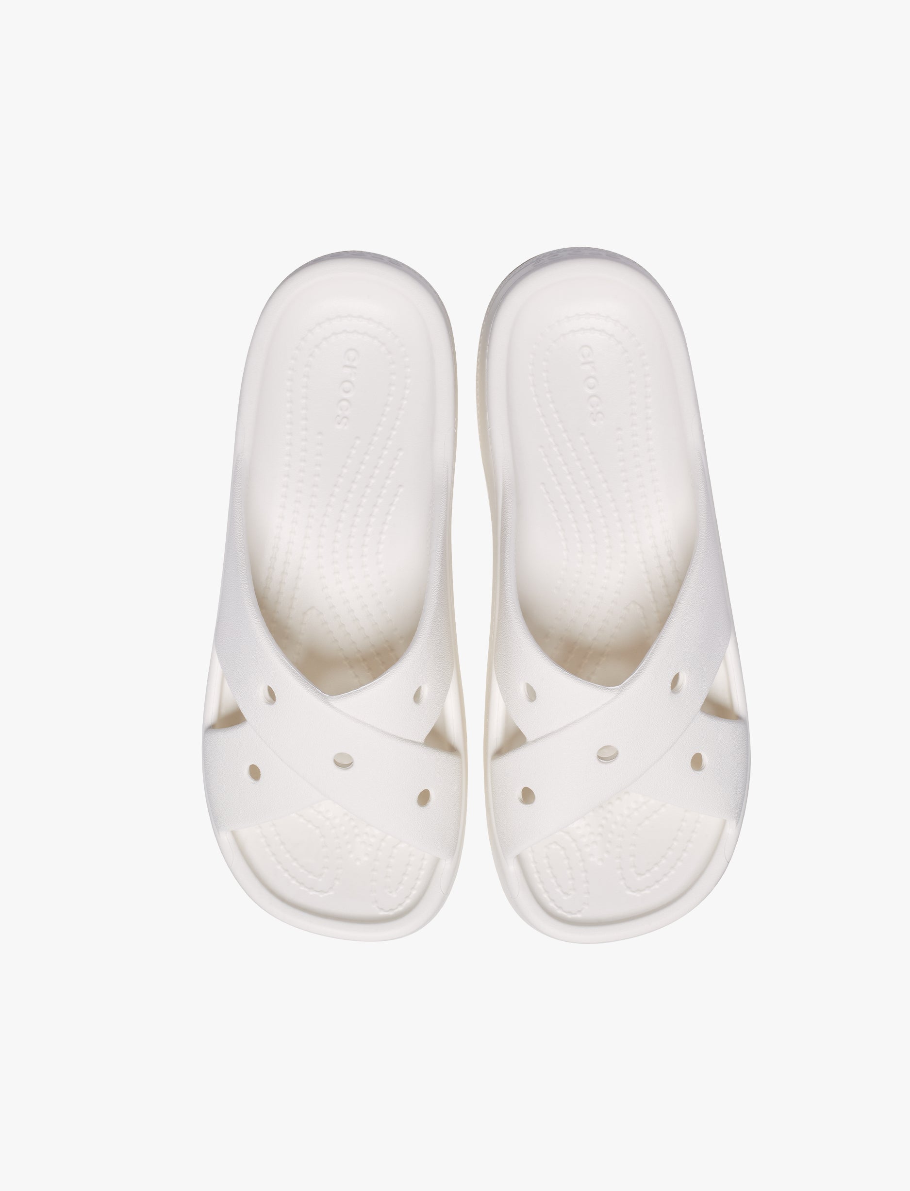 Crocs Classic Women's Cross Strap - כפכפי קרוקס לנשים בצבע לבן גיר