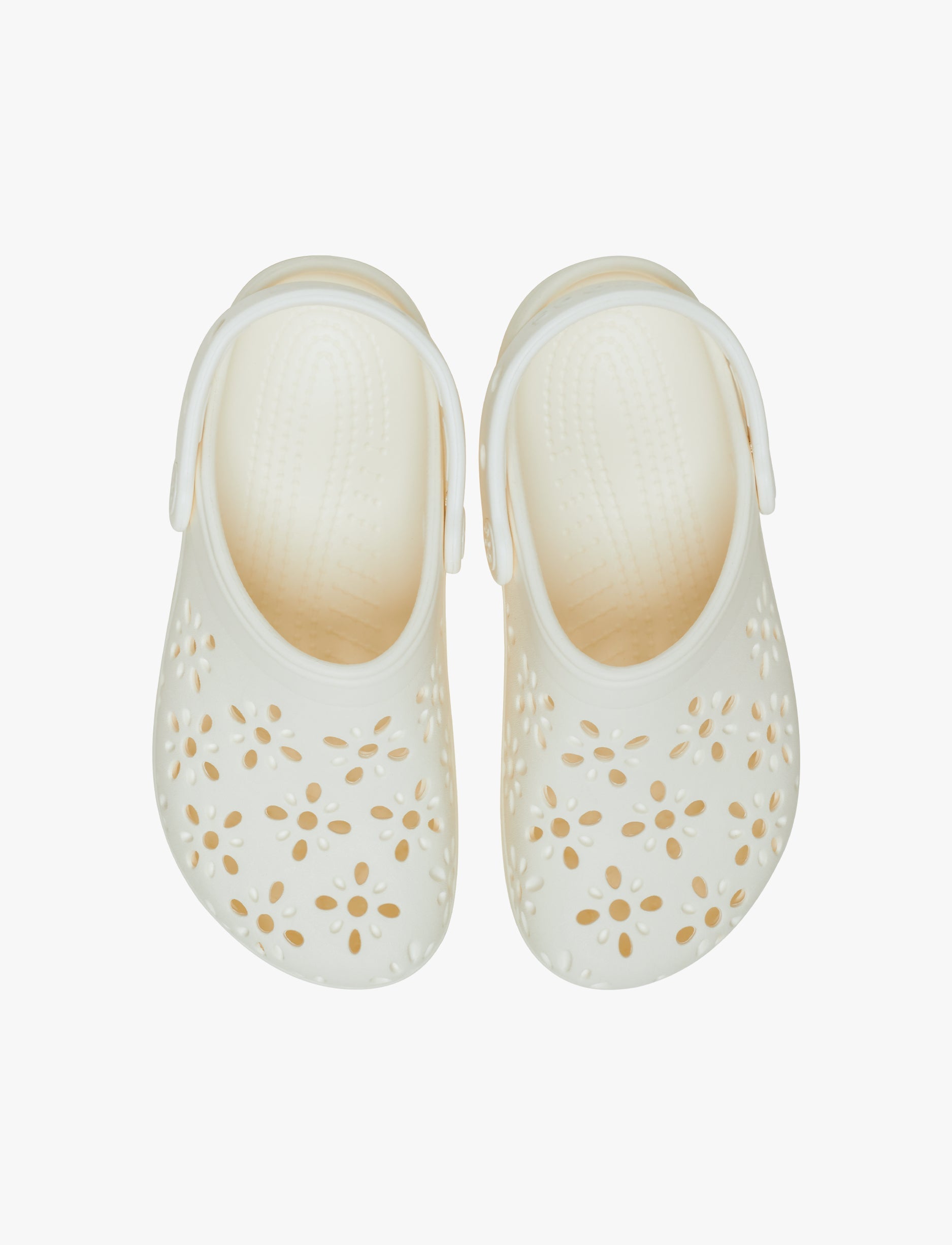 Crocs Classic Floral Cut Out Clog - כפכפי קרוקס לנשים בצבע לבן גיר