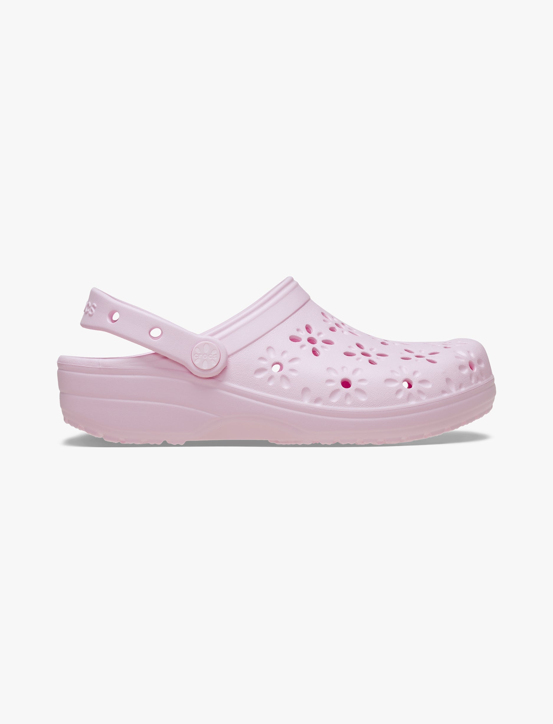 Crocs Classic Floral Cut Out Clog - כפכפי קרוקס לנשים בצבע ורוד חלבי