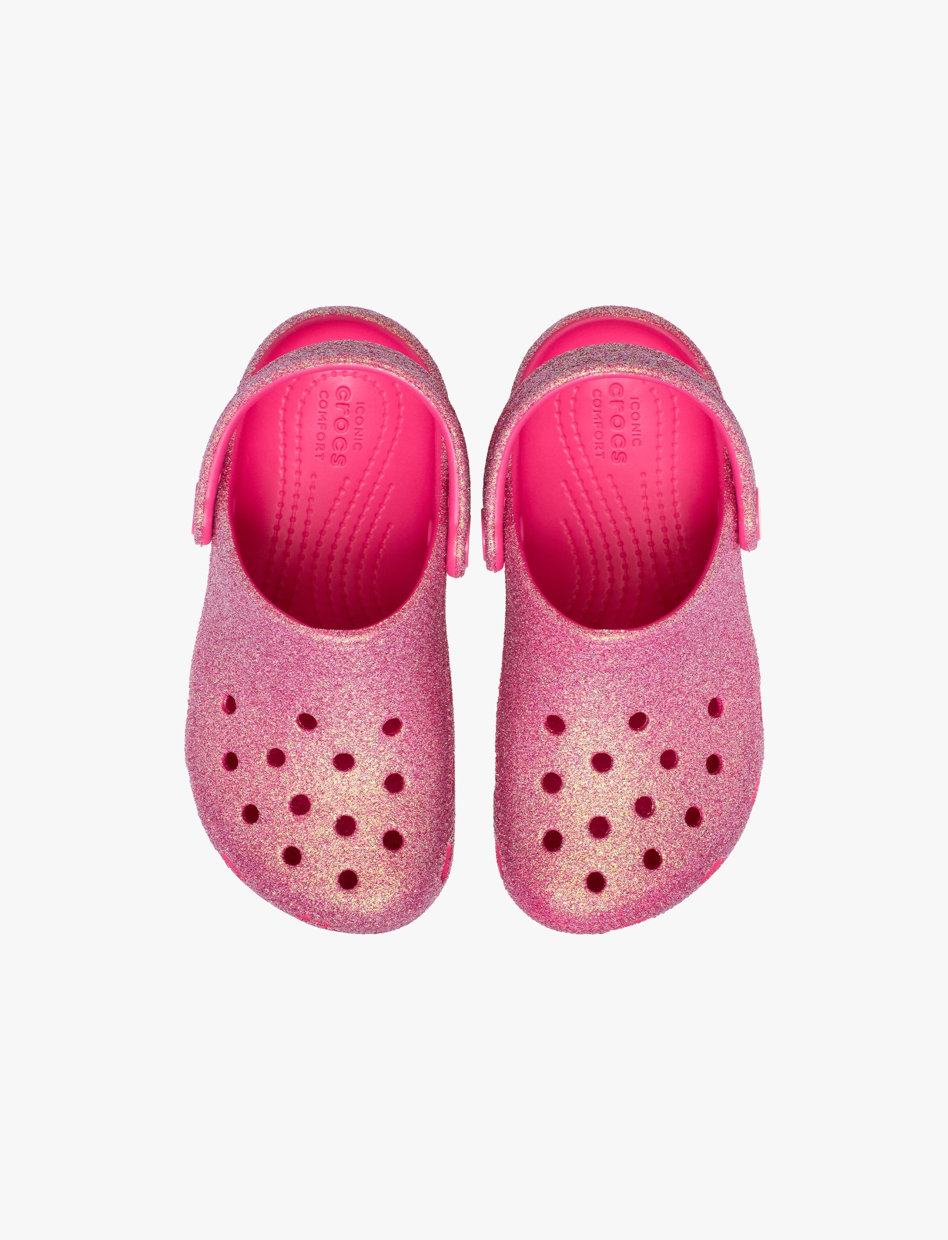 Crocs Classic Iridescent Glitter Clog T - כפכפי קרוקס קלוג גליטר לבנות בצבע ורוד נצנצים מידות קטנות