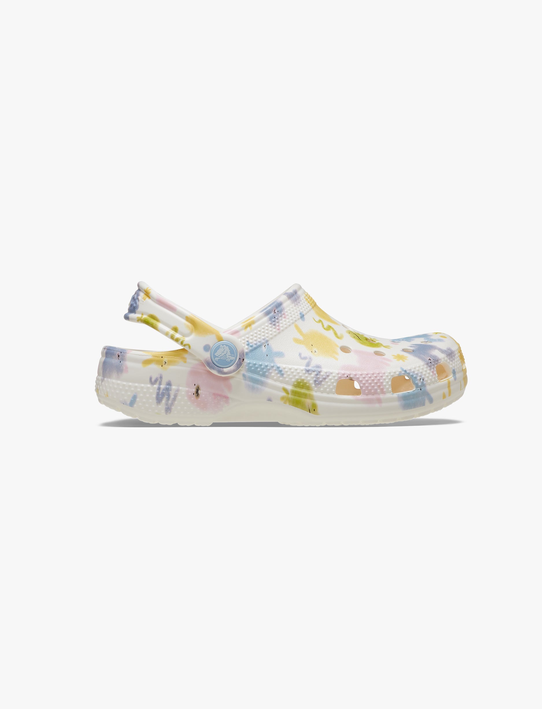 Crocs Classic Pastel Pets Clog T-  כפכפי קרוקס לילדים בצבע לבן גיר בהדפס צבעוני מידות קטנות