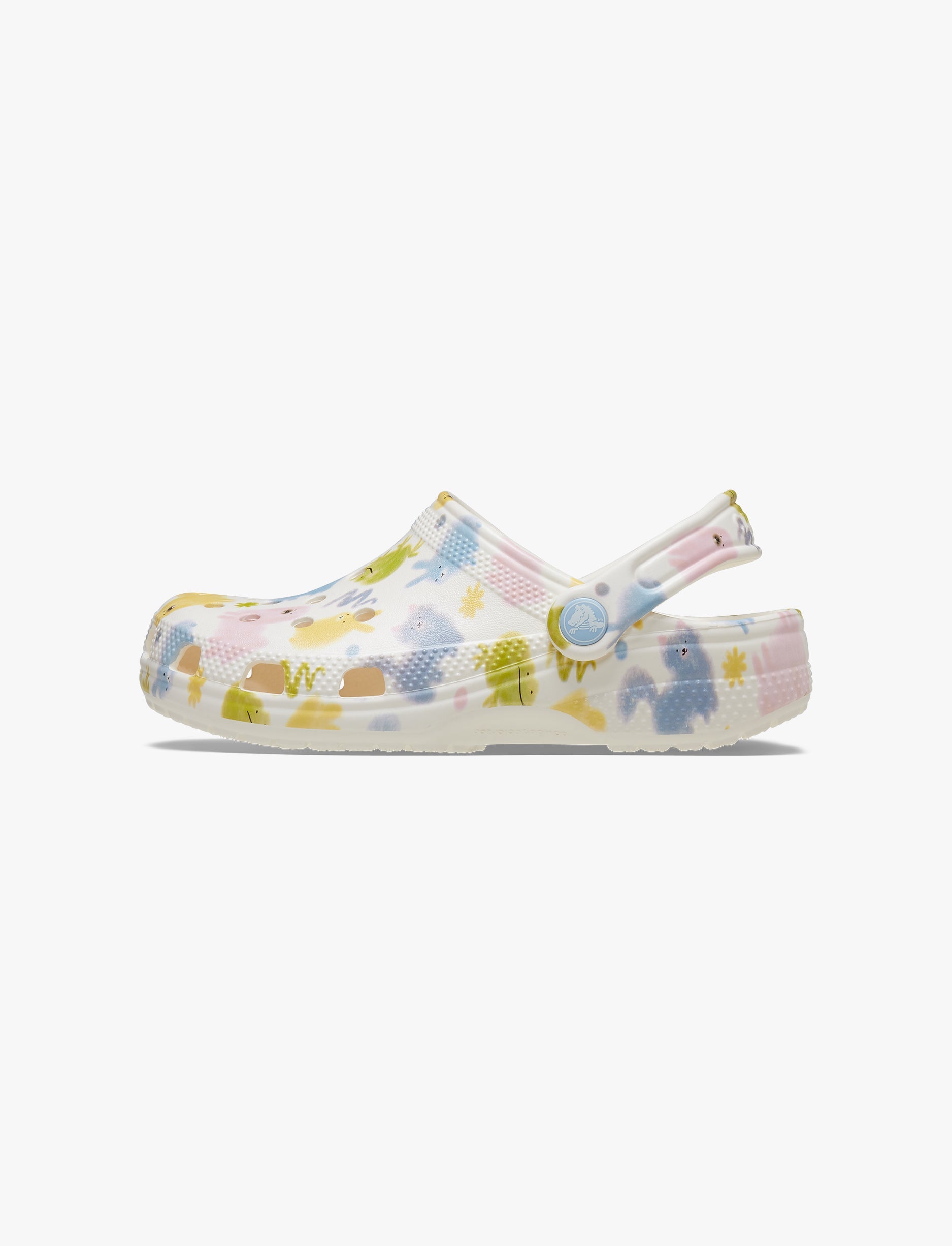 Crocs Classic Pastel Pets Clog K -  כפכפי קרוקס לילדים בצבע לבן גיר בהדפס צבעוני