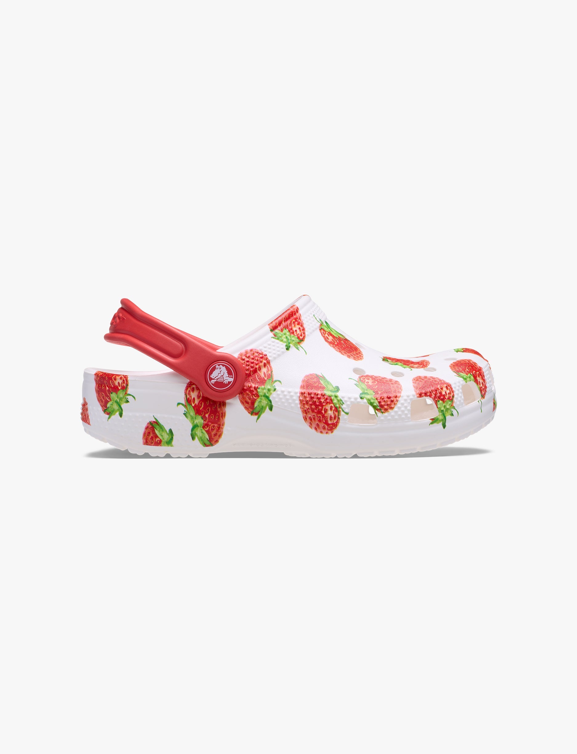 Crocs Classic Fresh Fruits K -  כפכפי קרוקס לילדים בצבע לבן בהדפס תותים אדומים