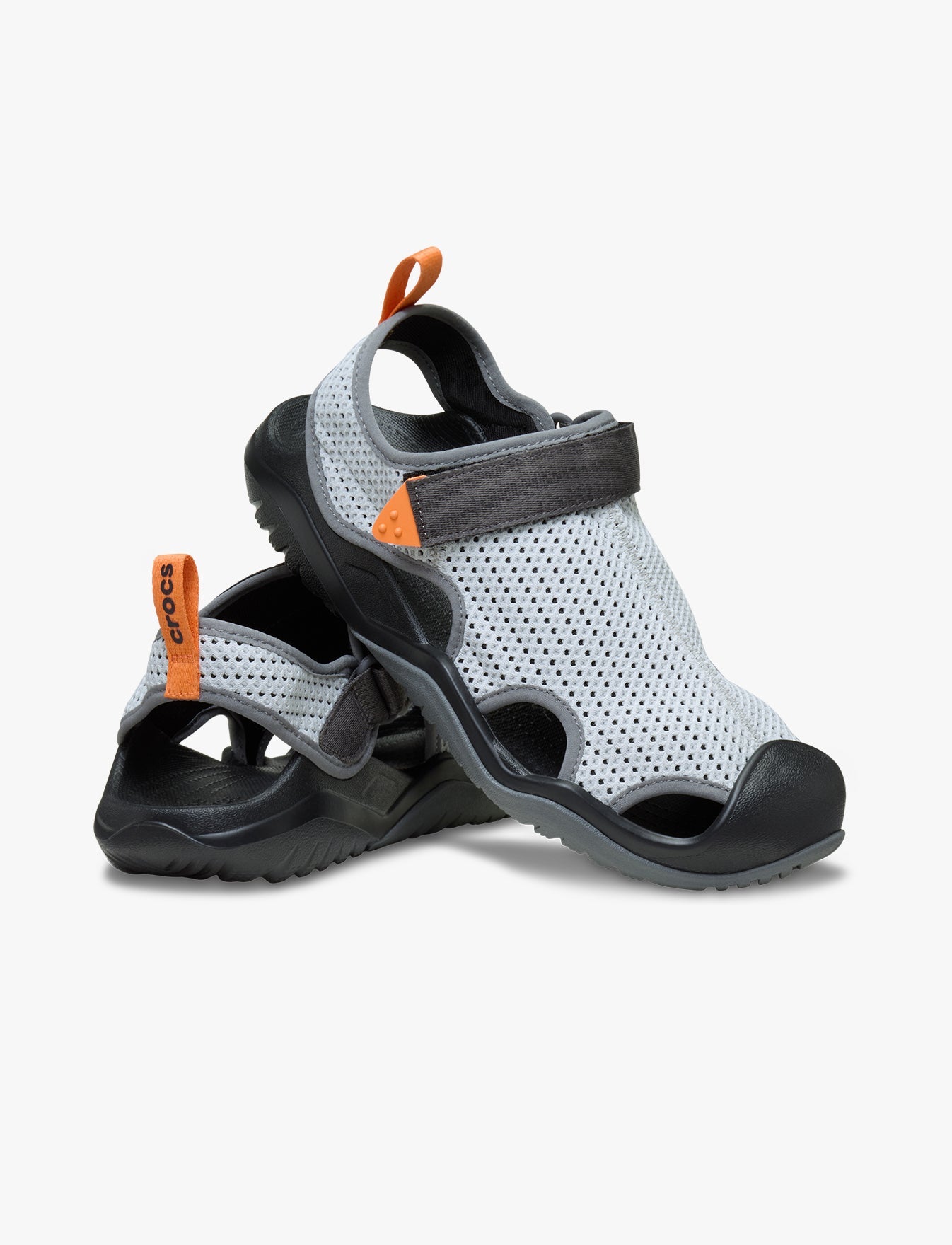 Crocs Swiftwater Mesh Deck Sandal -  סנדלי קרוקס סוויפווטר לגברים בצבע מיראז' אפור/שחור