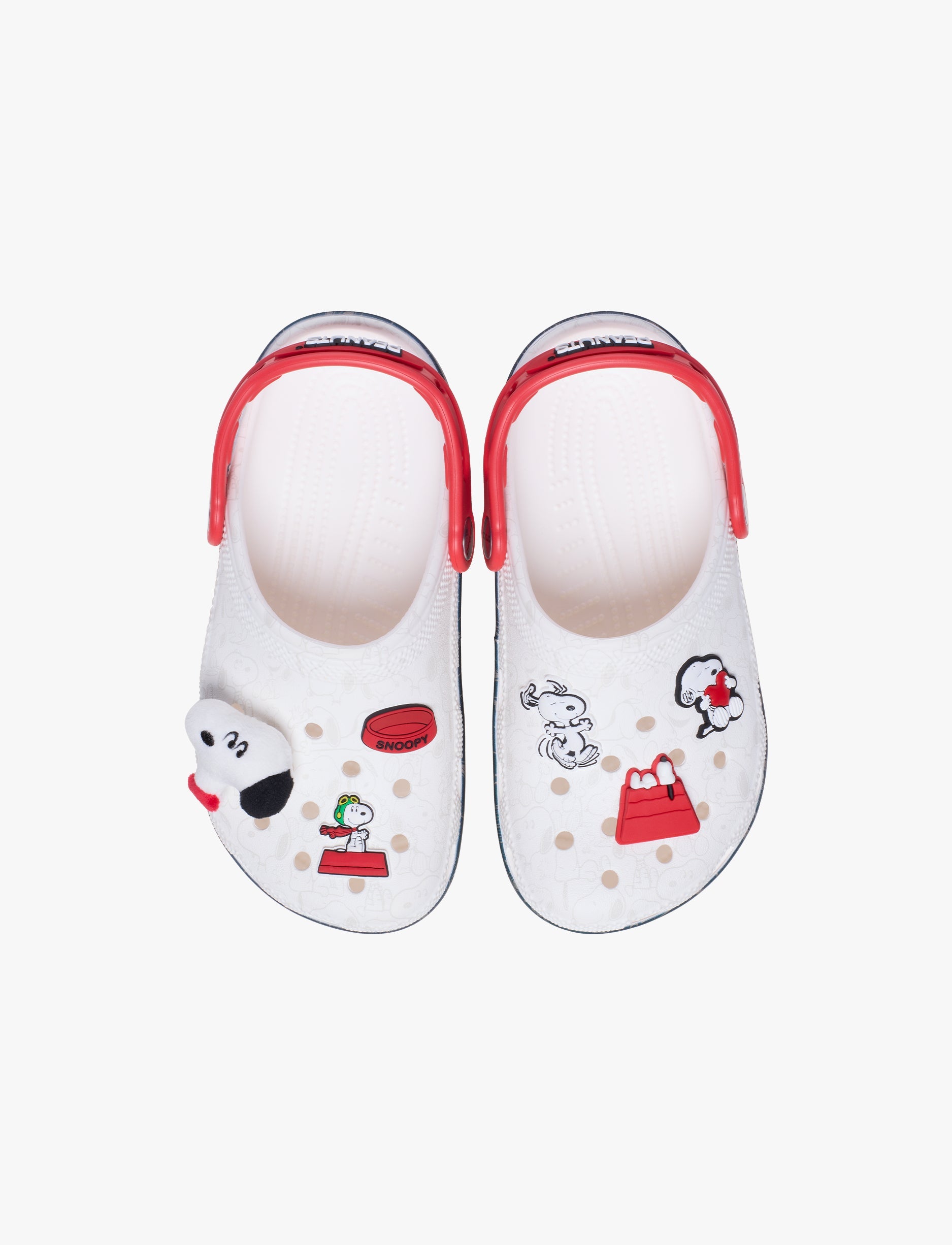 Crocs Peanuts Classic Clog K -  כפכפי קלוג  קרוקס סנופי לילדים בצבע לבן/שחור/אדום