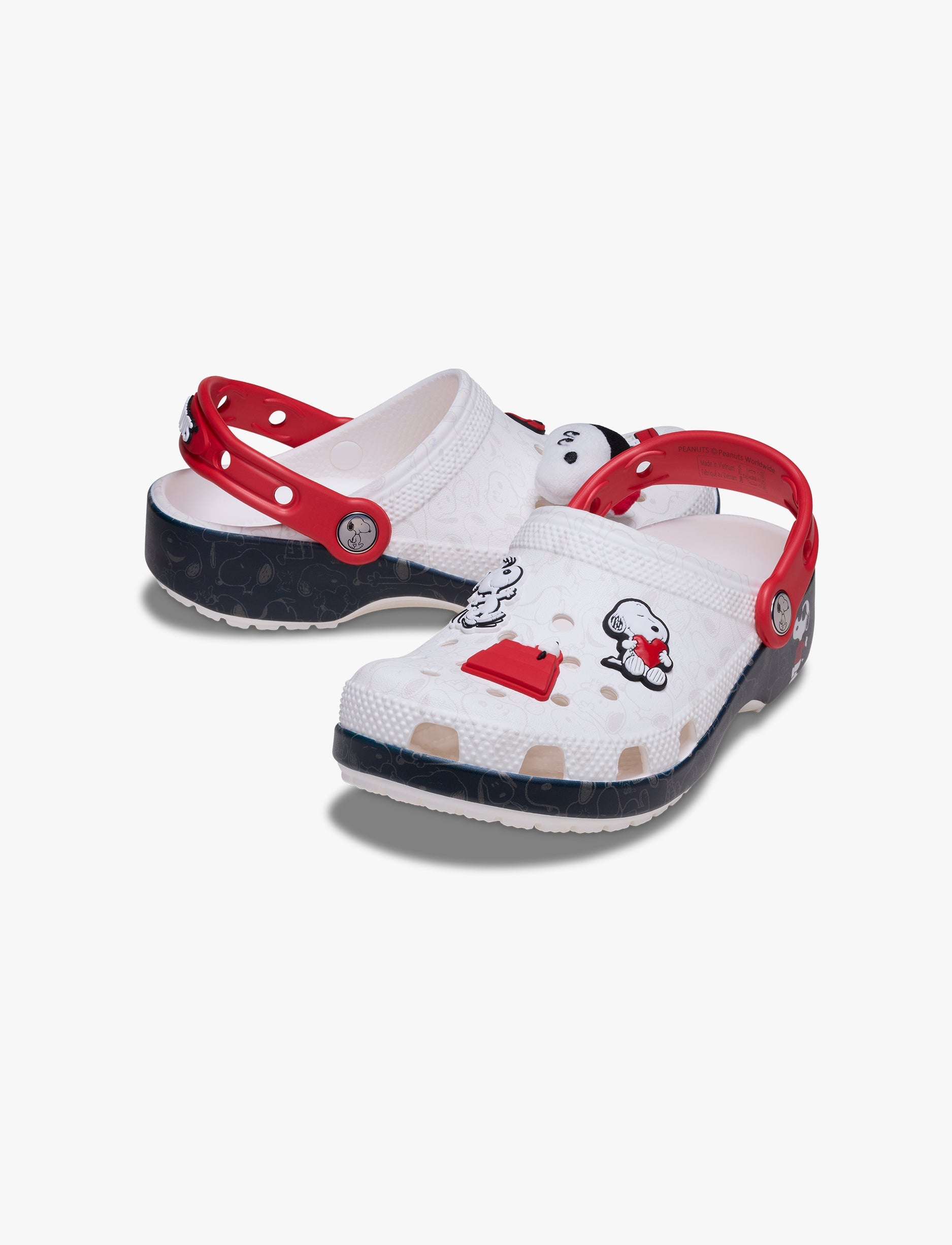 Crocs Peanuts Classic Clog K -  כפכפי קלוג  קרוקס סנופי לילדים בצבע לבן/שחור/אדום