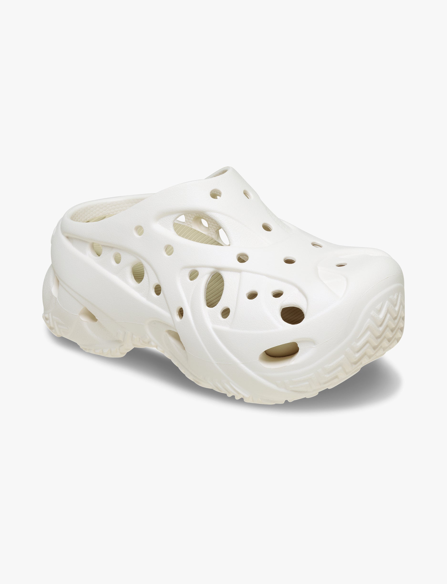 Crocs Caged Clog - כפכפי קרוקס פלטפורמה לנשים בצבע לבן גיר