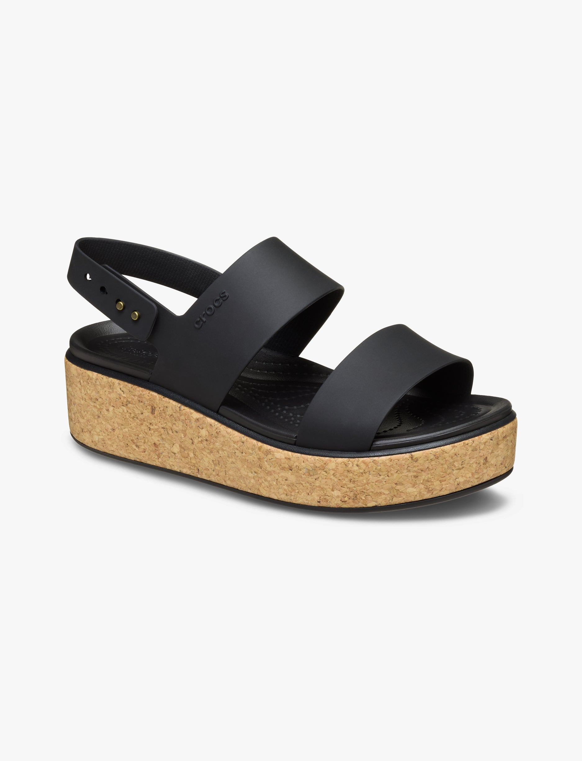 Crocs Brooklyn Cork Low Wedge - סנדלי פלטפורמה קרוקס ברוקלין קורק לנשים בצבע שחור