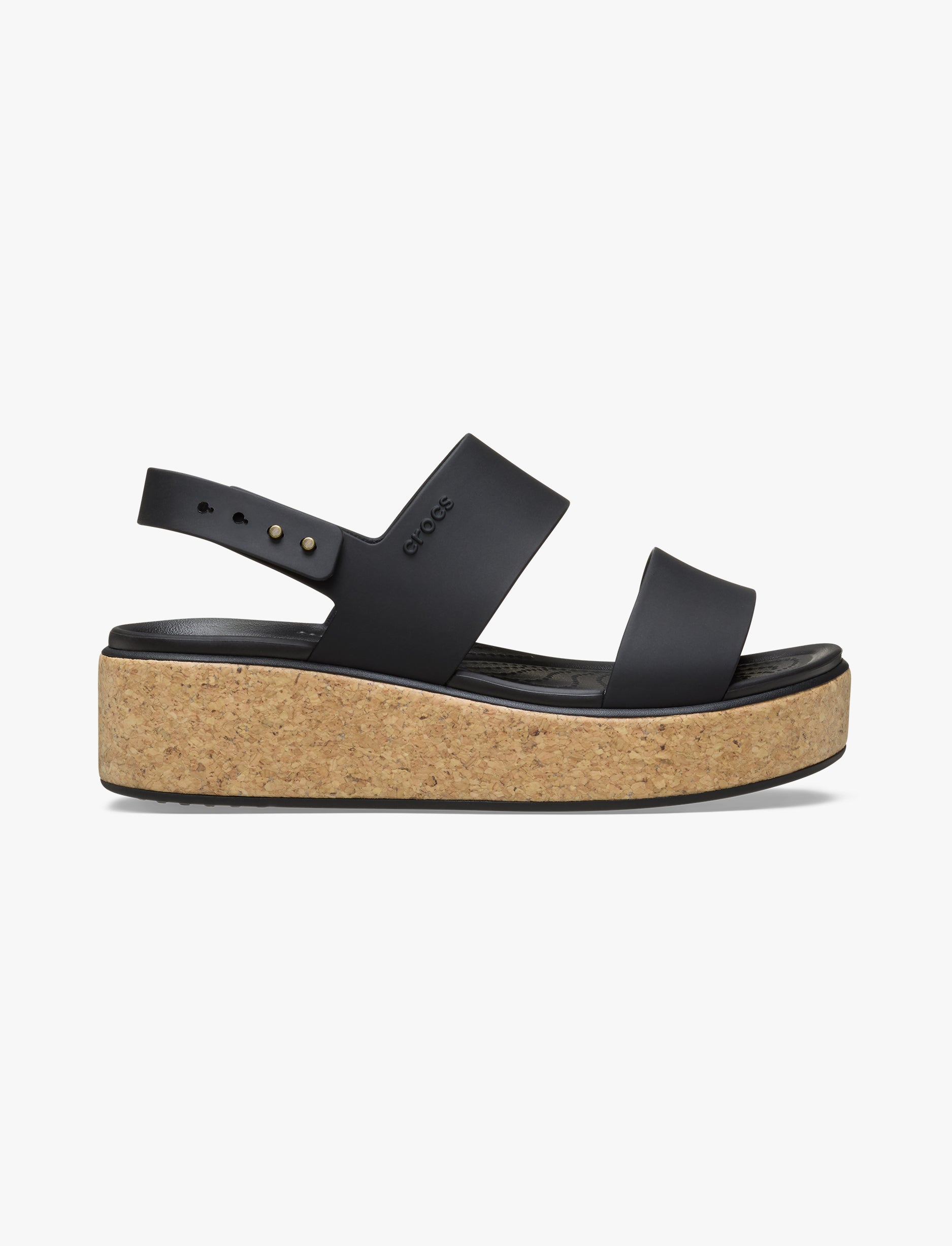 Crocs Brooklyn Cork Low Wedge - סנדלי פלטפורמה קרוקס ברוקלין קורק לנשים בצבע שחור