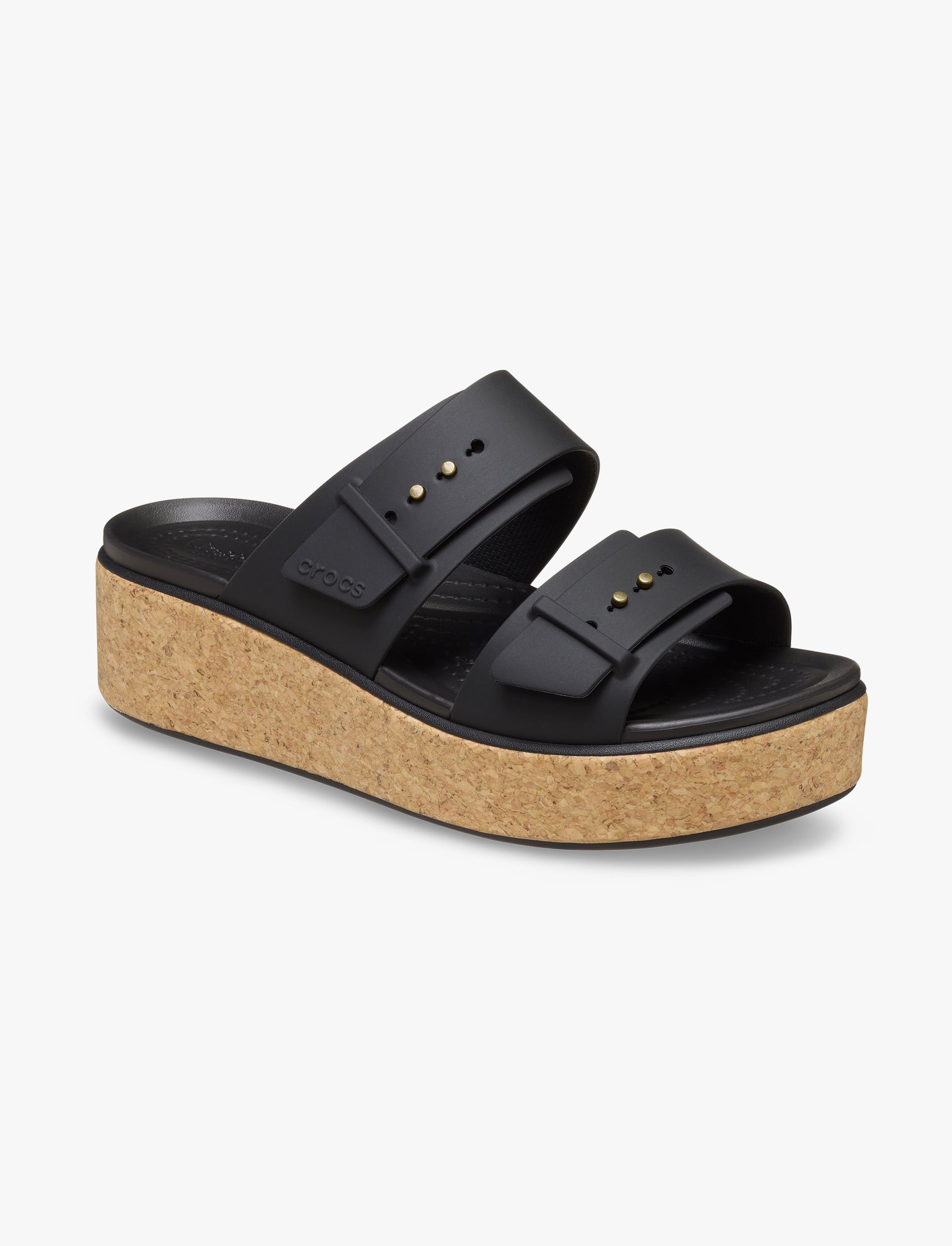 Crocs Brooklyn Cork Buckle - כפכפי פלטפורמה קרוקס ברוקלין לנשים בצבע שחור