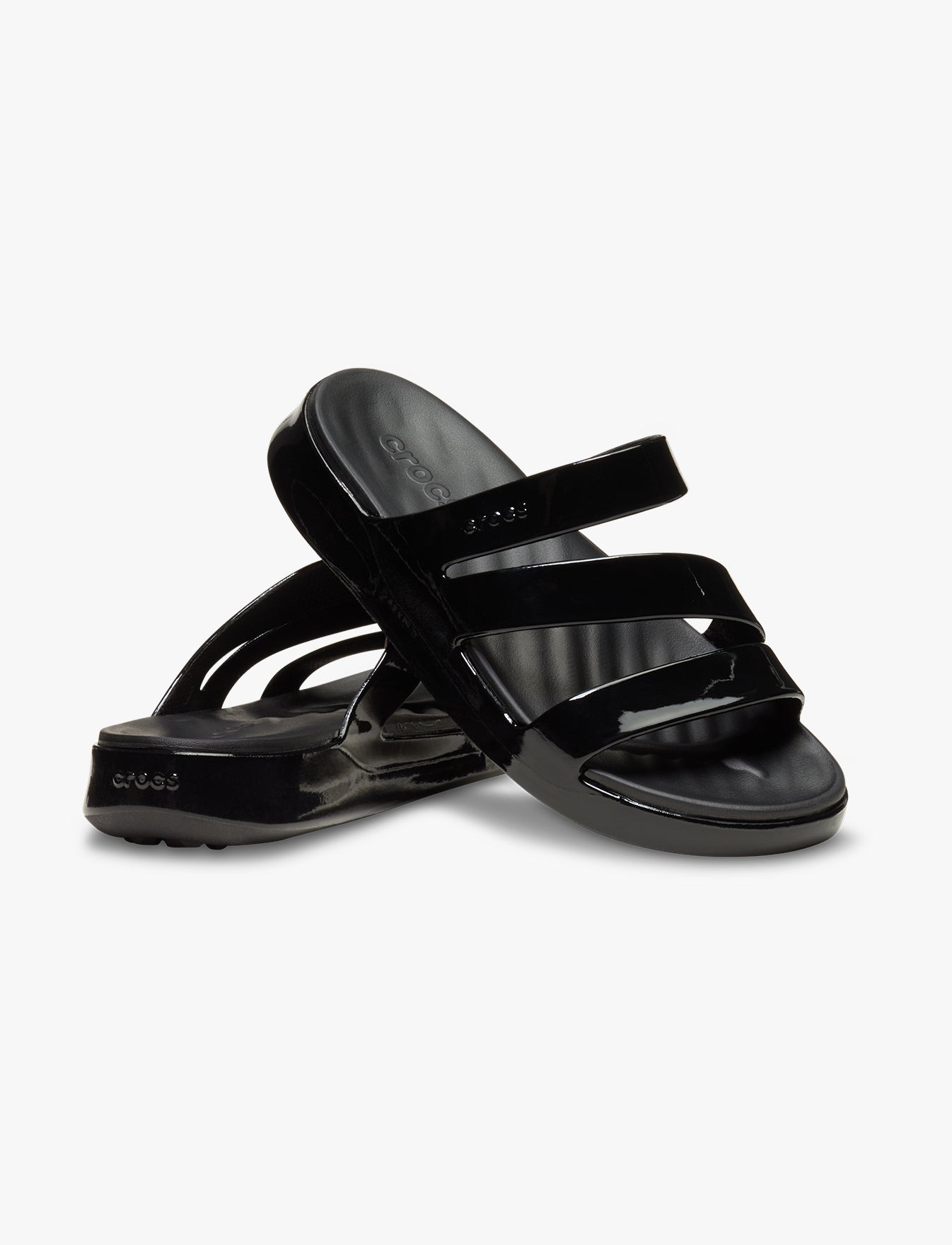 Crocs Getaway Patent Strappy -  כפכפי קרוקס לנשים בצבע שחור