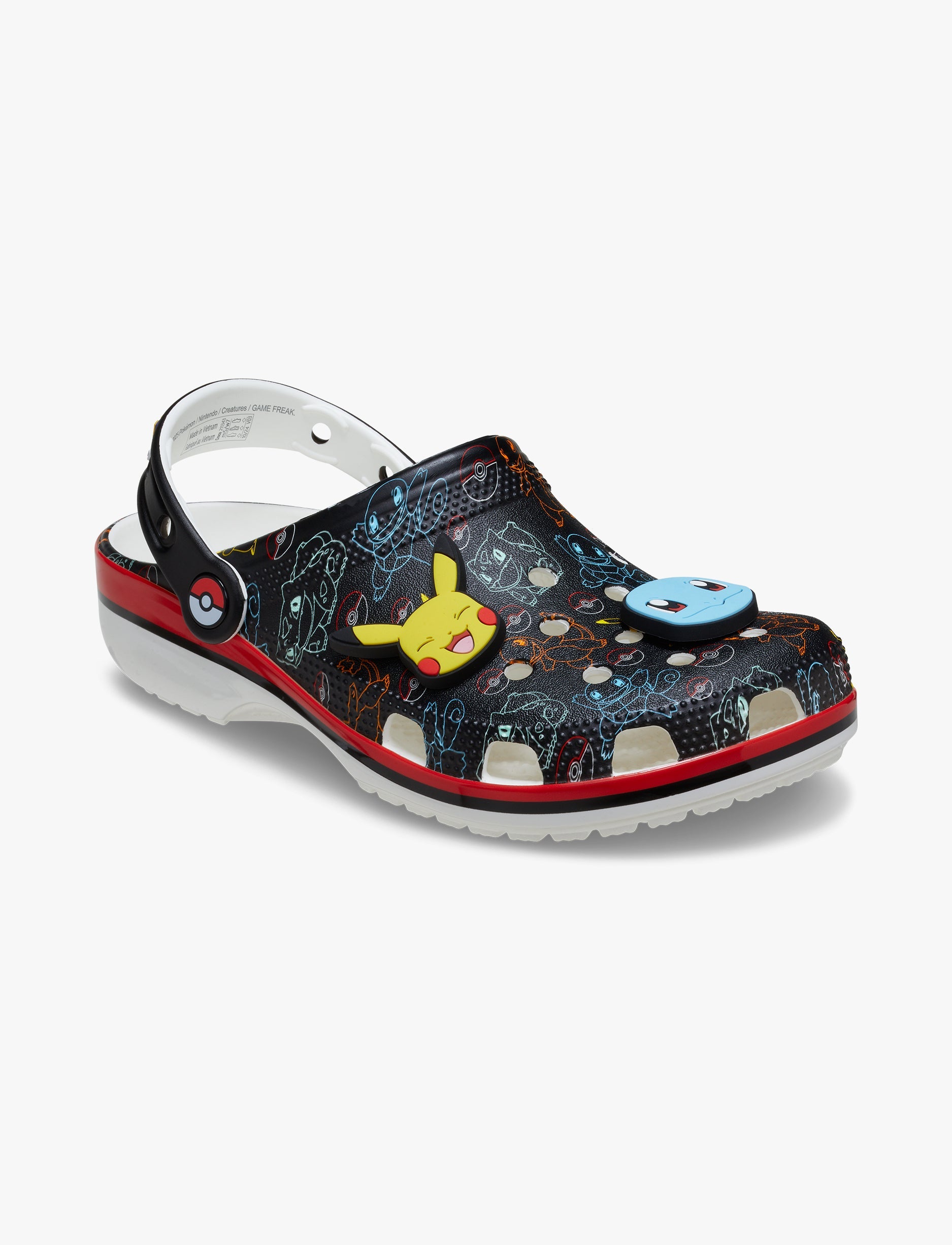 Crocs Pokemon Print Classic Clog - כפכפי קלוג קרוקס פוקימוןן פרינט בצבע שחור/לבן