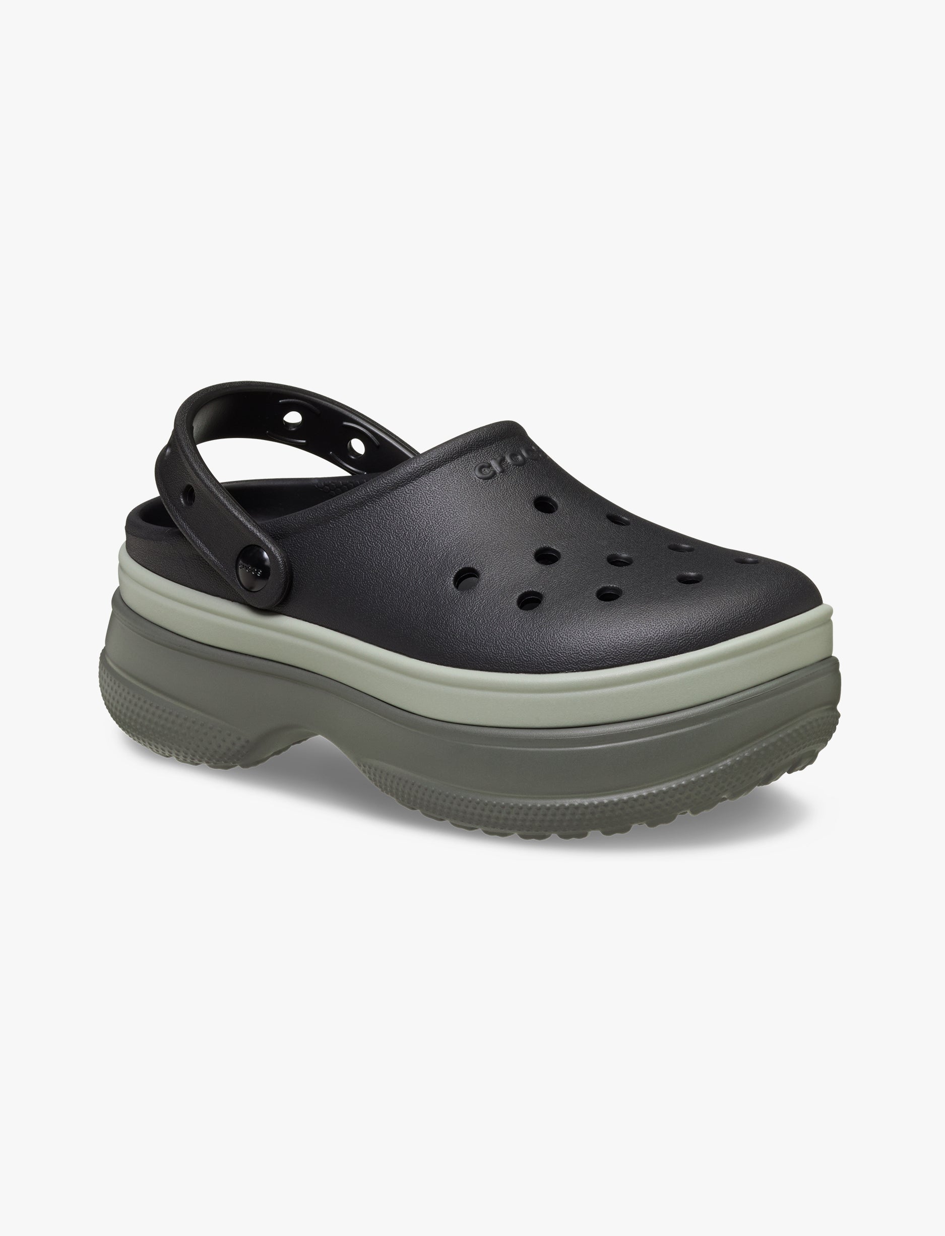 Crocs Classic Stacked Clog - כפכפי פלטפורמה קרוקס לנשים בצבע שחור/ירוק זית