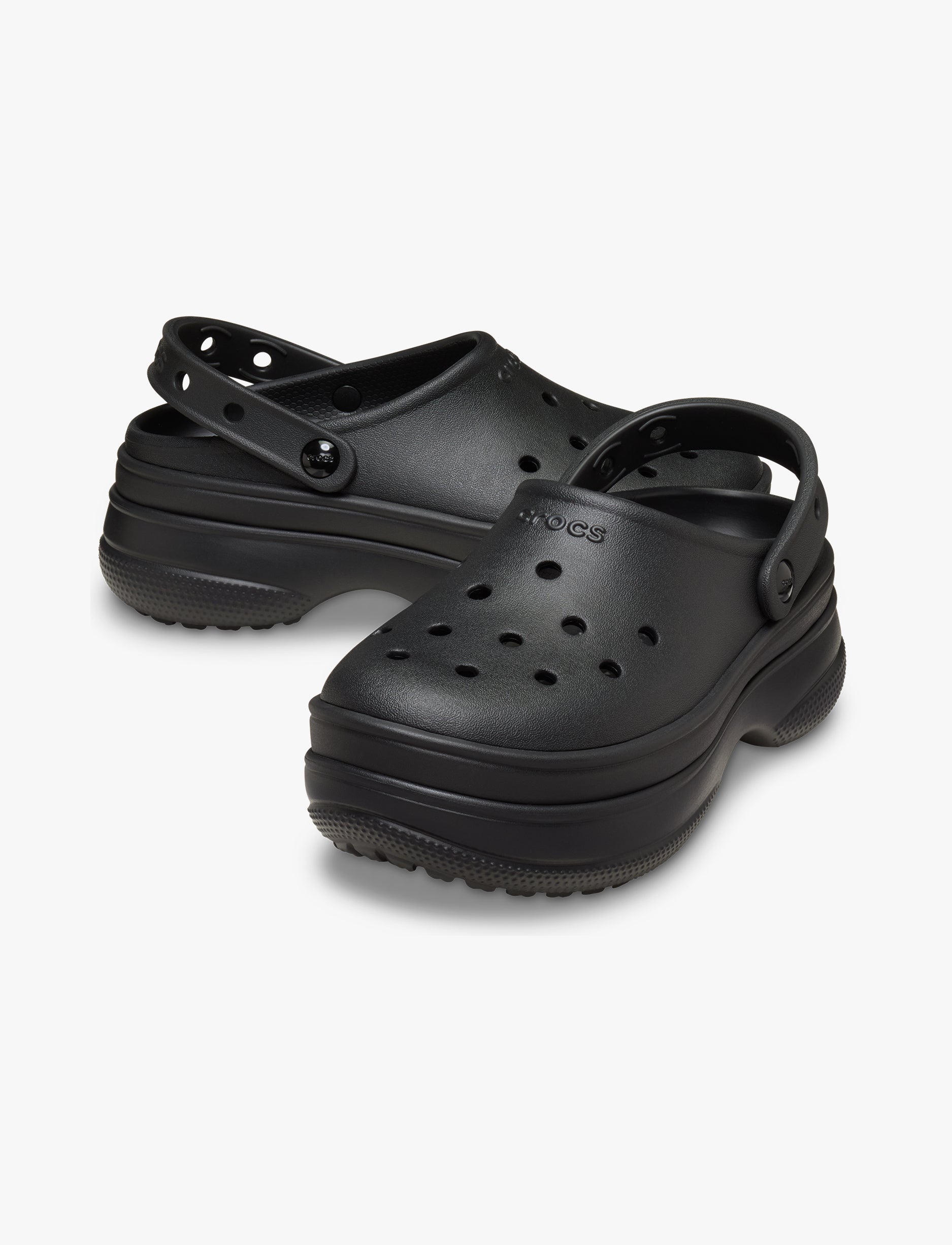 Crocs Classic Stacked Clog - כפכפי פלטפורמה קרוקס לנשים בצבע שחור/שחור