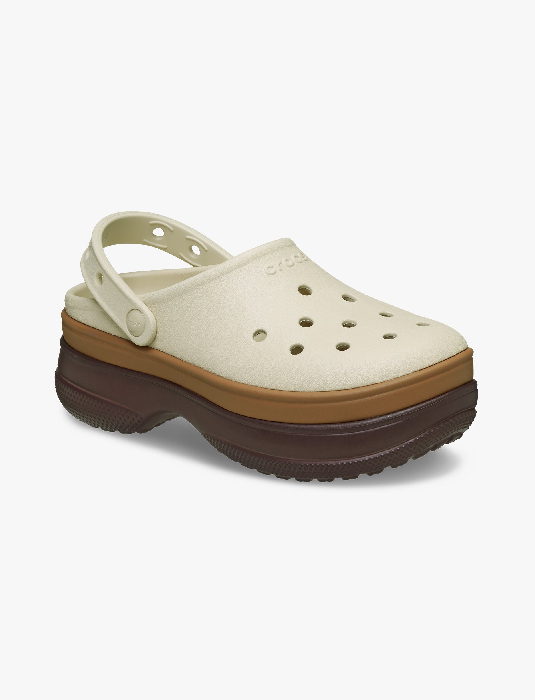 Crocs Classic Stacked Clog - כפכפי פלטפורמה קרוקס לנשים בצבע קרם/מוקה