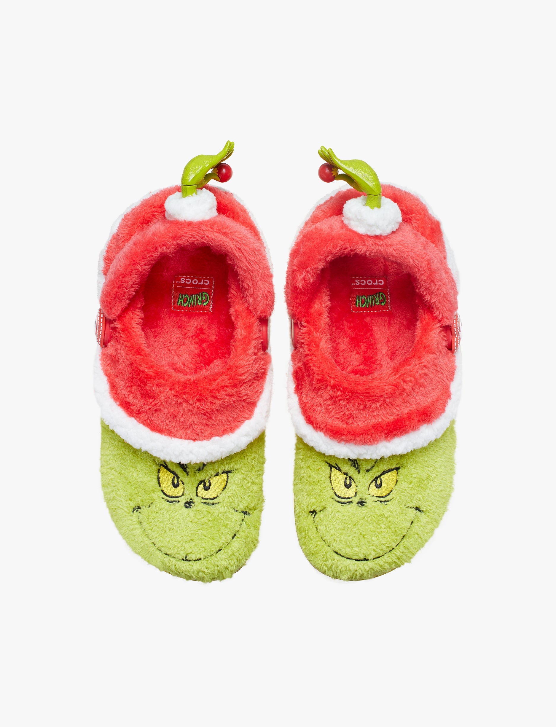 The Grinch Classic Lined Clog - כפכפי קרוקס פרווה גרינץ בצבע ירוק/אדום/לבן