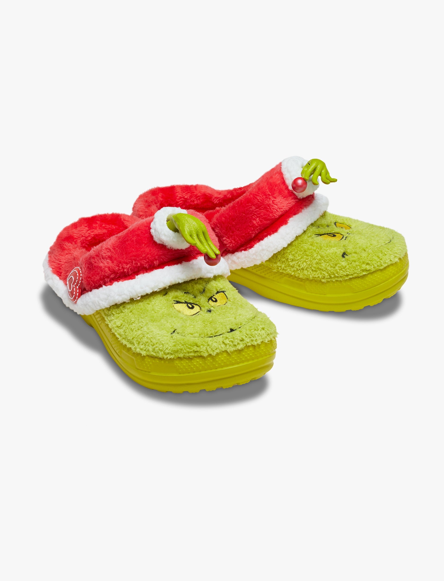 The Grinch Classic Lined Clog - כפכפי קרוקס פרווה גרינץ בצבע ירוק/אדום/לבן